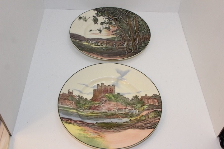 Royal Doulton Rochester Castle and Timber Wagon Collectible England Plates 10.5