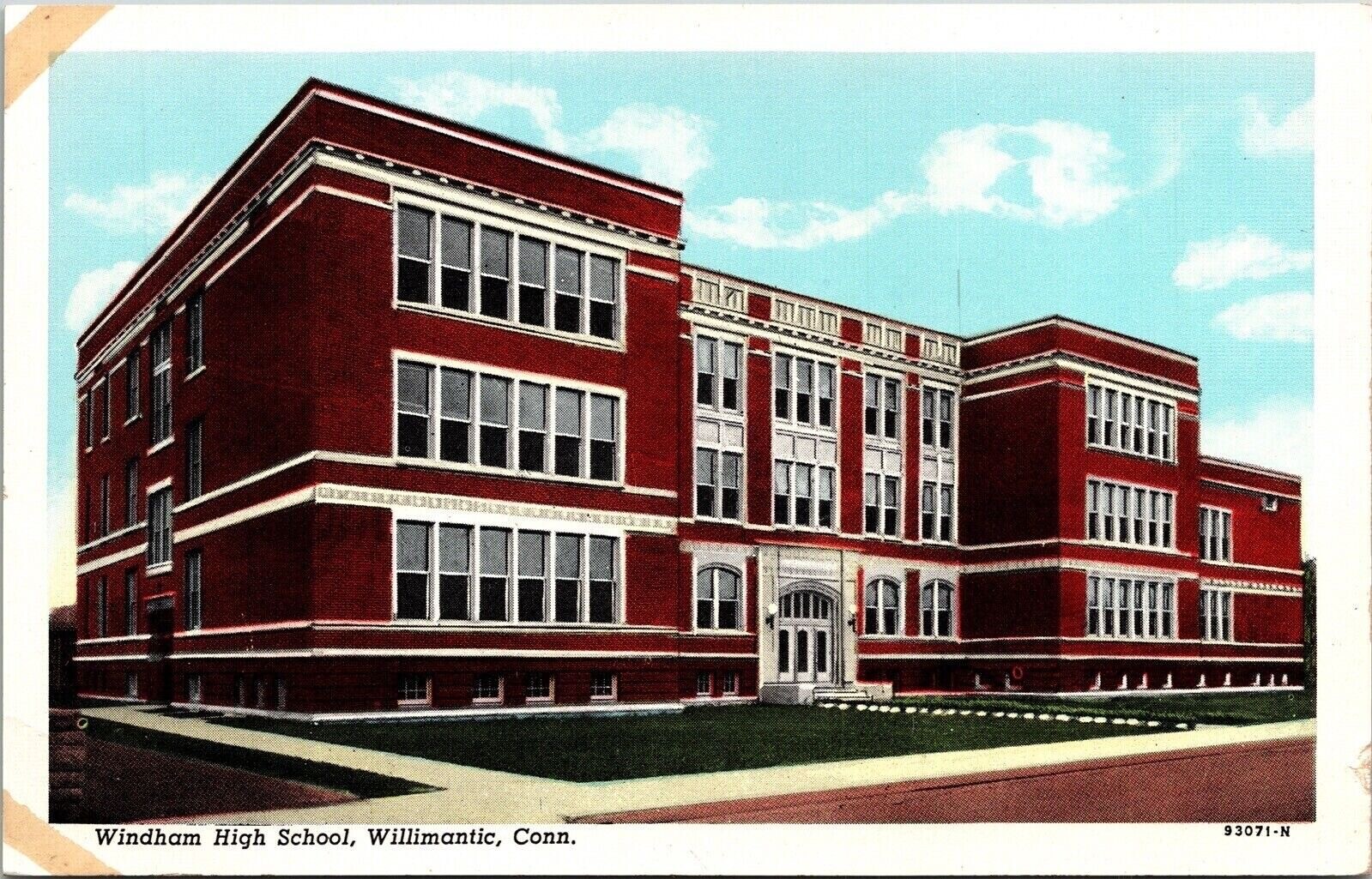 Windham High School Williamantic Conn Streetview WB Kaufman Brothers Postcard
