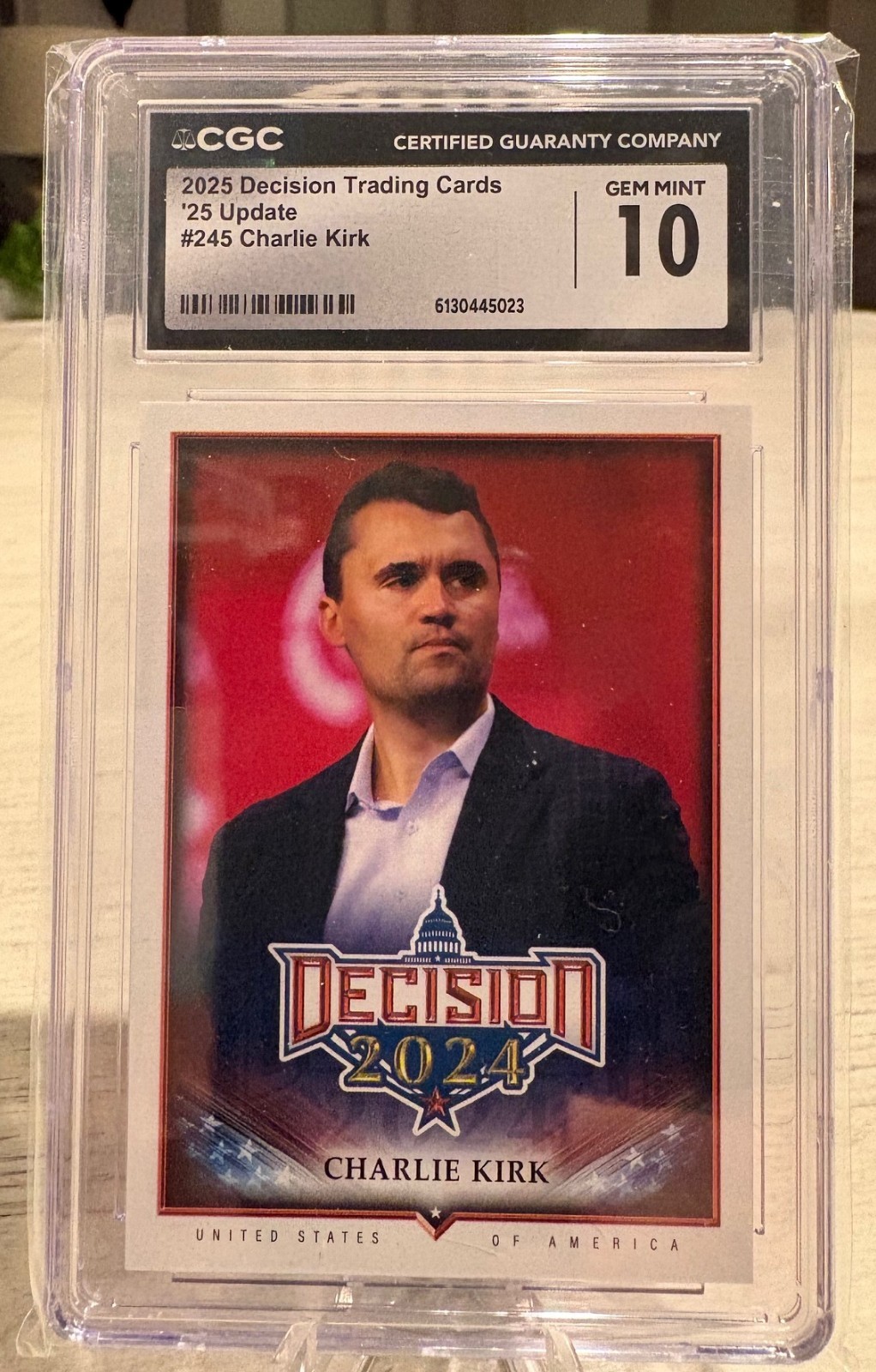 CHARLIE KIRK  DECISION Trading Cards 2025 Update 245 CGC Gem Mint 10