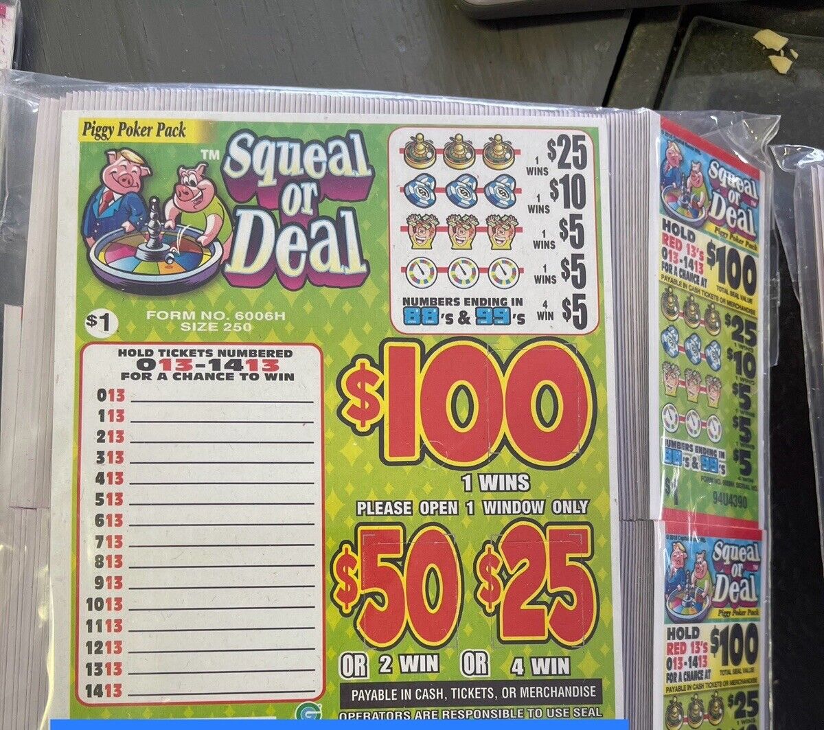 NEW pull tickets Squeal Or Deal Flash- Seal Card Tabs