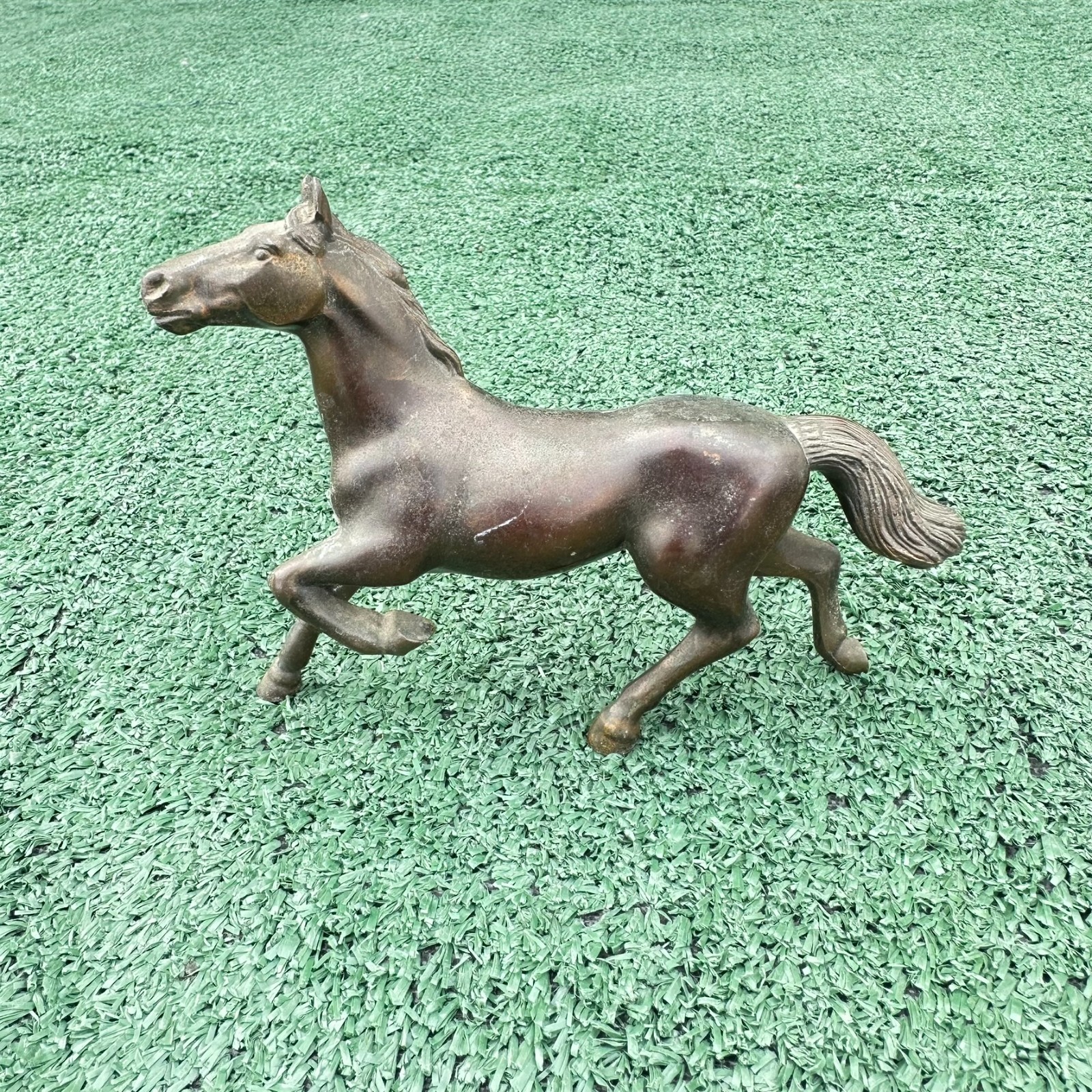 Antique Brass Horse Figurine Statue Mid Century Modern Stallion Figure