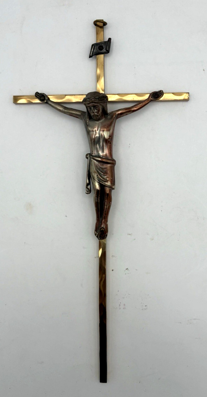 1970s Germany Brass Cross Crucifix Wall Hanging INRI 10” Vintage 1970s Germany Brass Cross Crucifix Wall Hanging INRI 10” Vintage