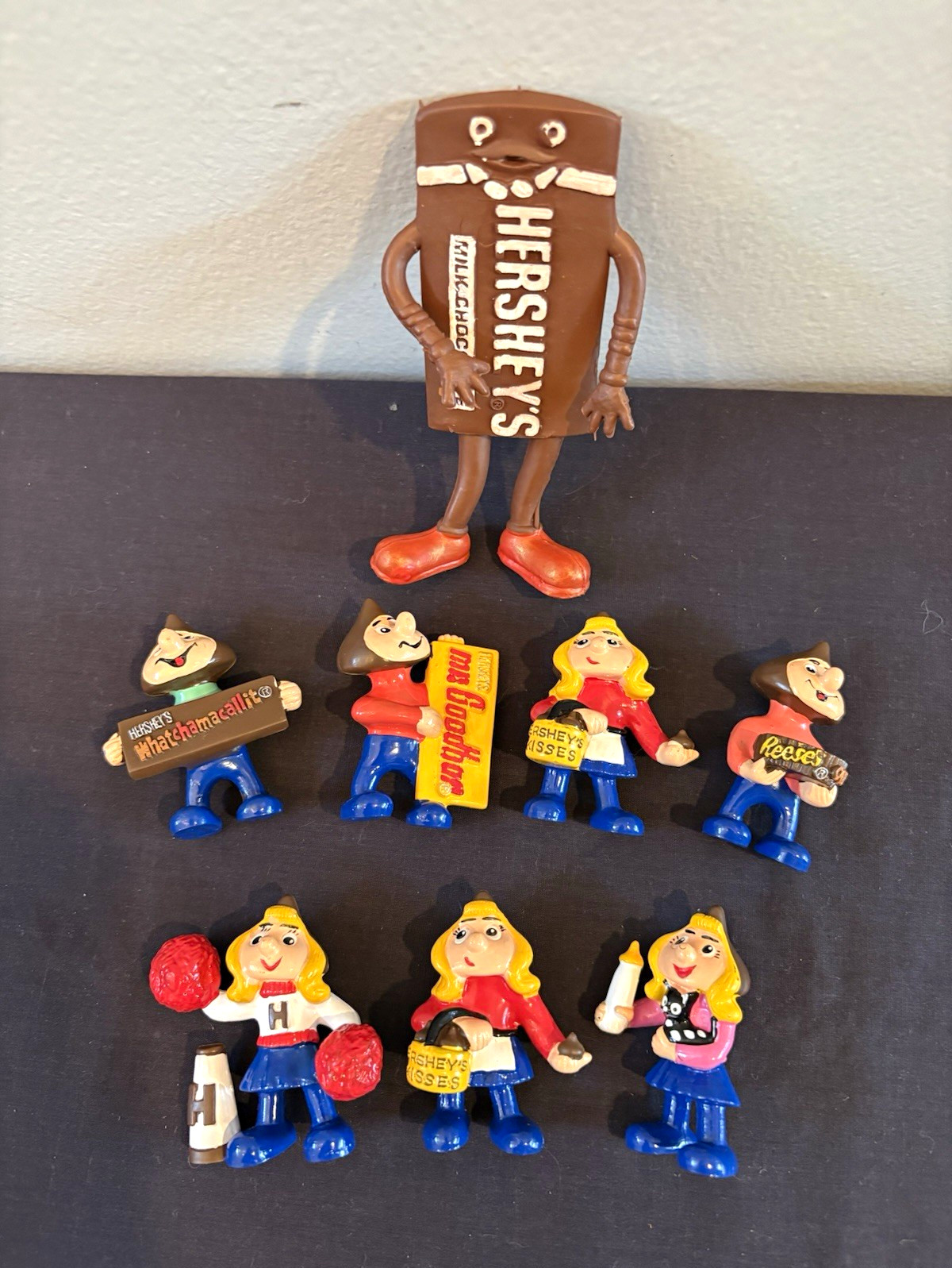 Vintage Hershey\'s  Kiss Head Figures & Hershey Bar Bendable Figure
