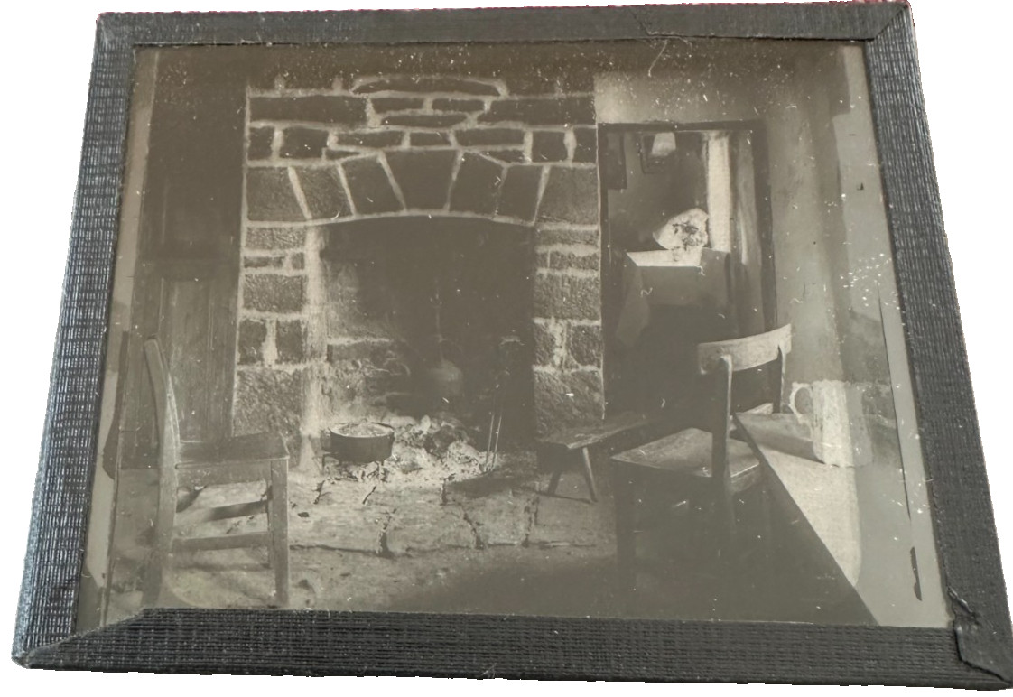 Antique Keystone Underwood Glass Slide P270 Family Cooking Peat Fire