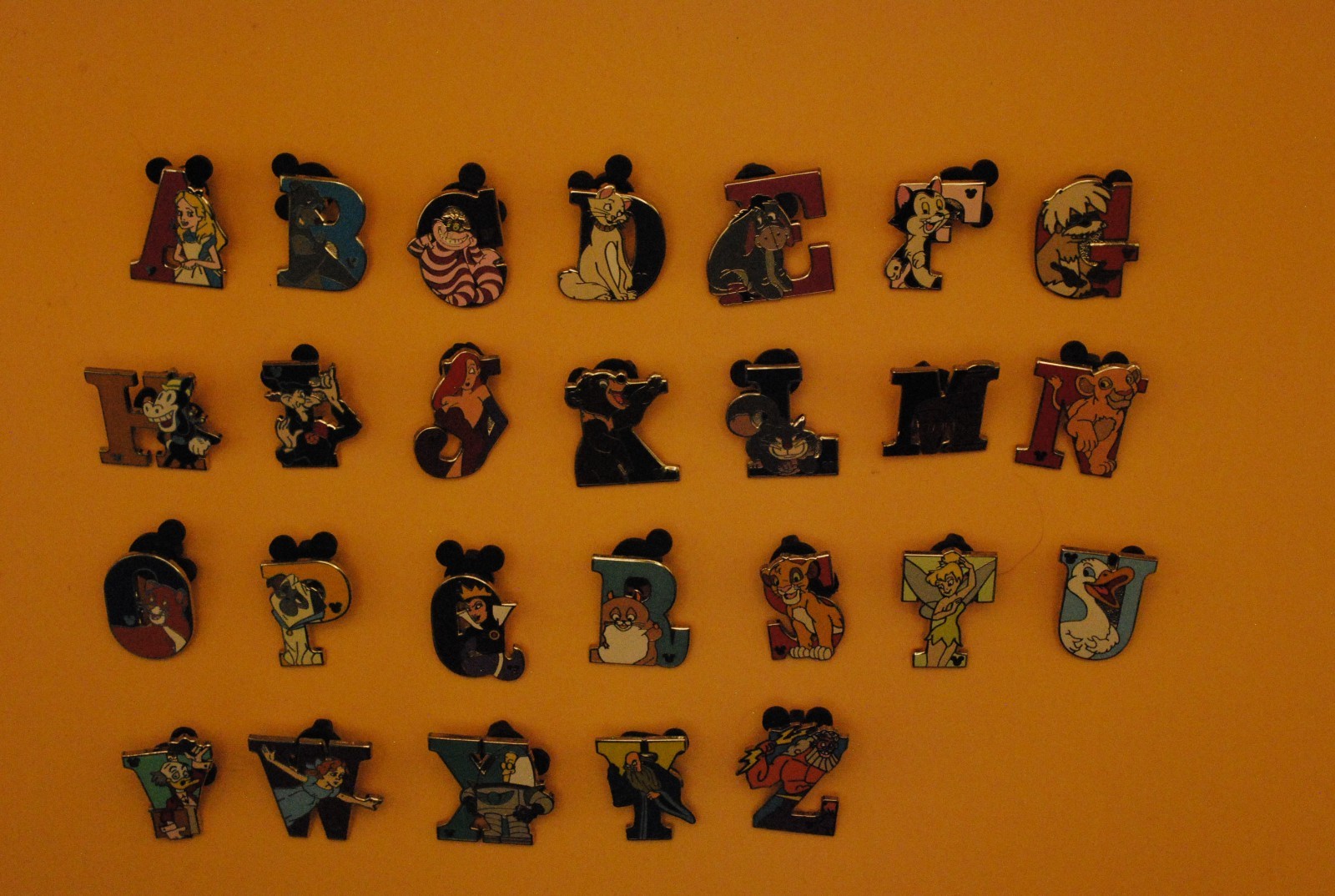2011 Disneyland Hidden Mickey Alphabet Pins (Complete Set)