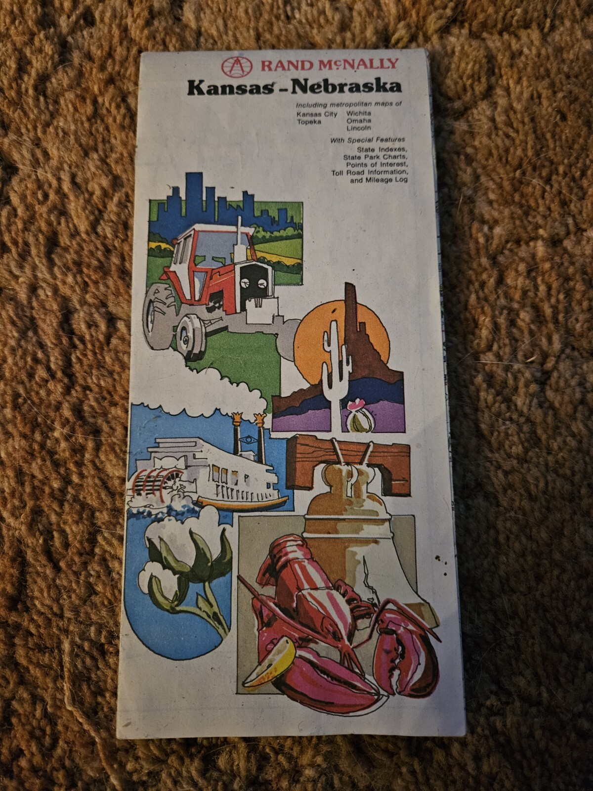 Rand McNally Map Kansas Nebraska Vintage 