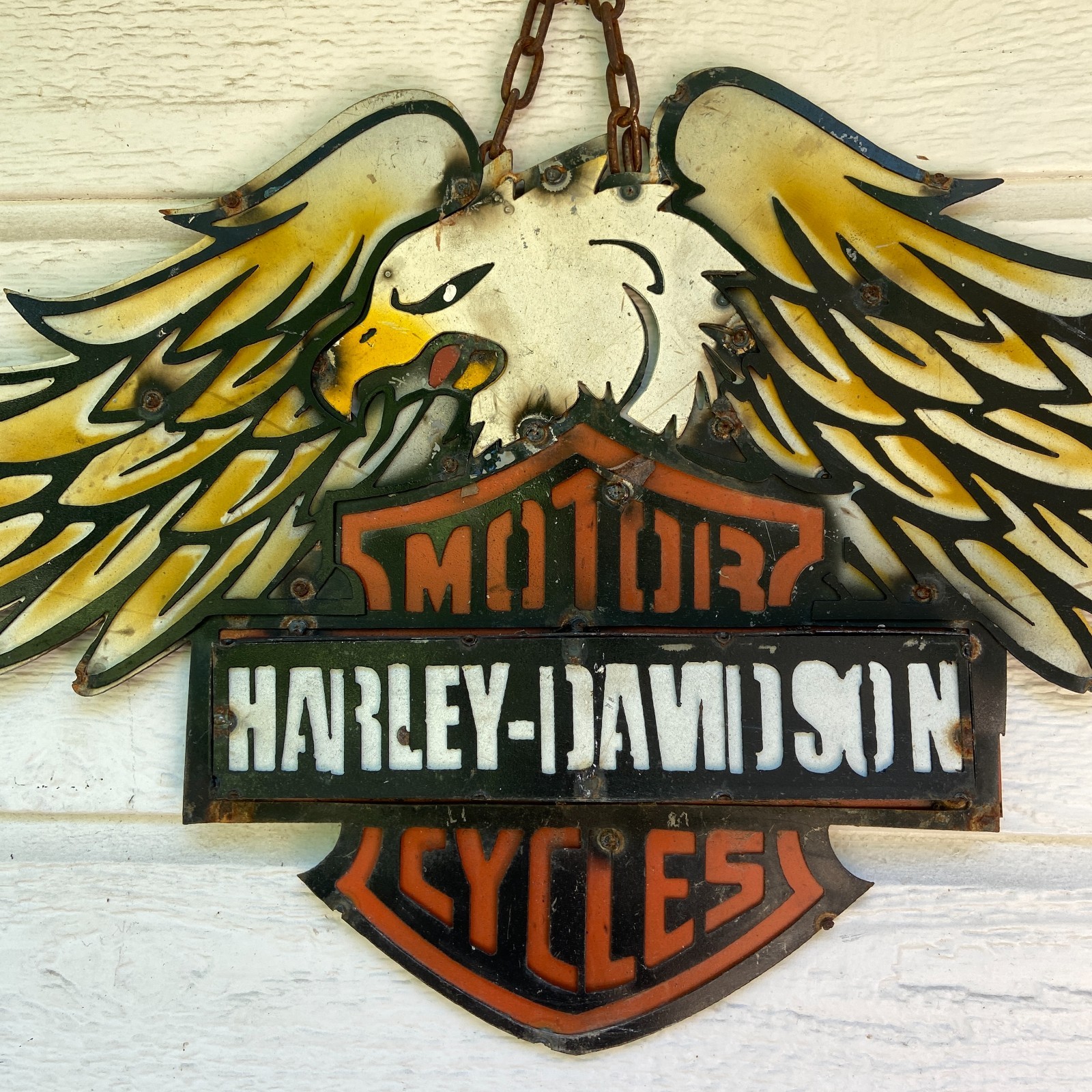 Harley-Davidson Rustic Metal Steel Sign Bar Shield Logo 31x17 Motor Cycles Eagle
