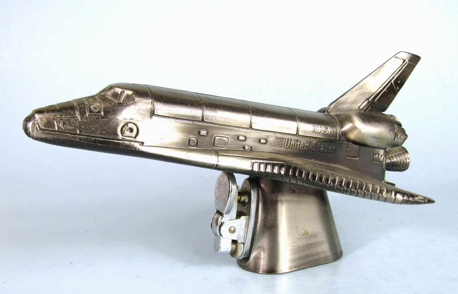 NASA SPACE SHUTTLE Figural Metal Table Lighter Vintage 1980's Japan