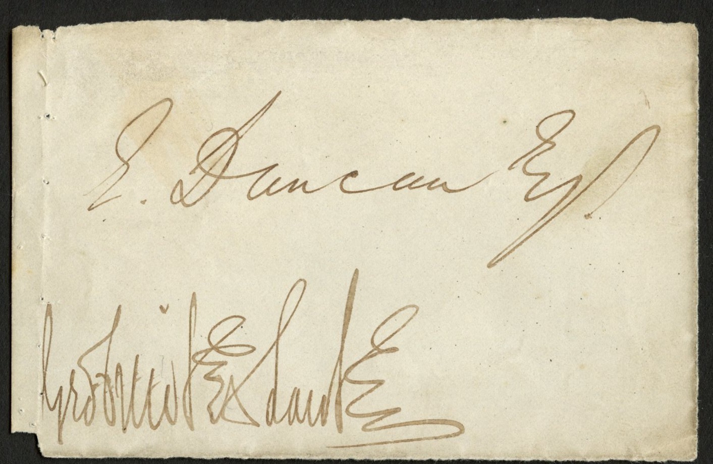 George Cruikshank d1878 signed autograph 3x4.5 cut Illustrator Charles Dickens ^