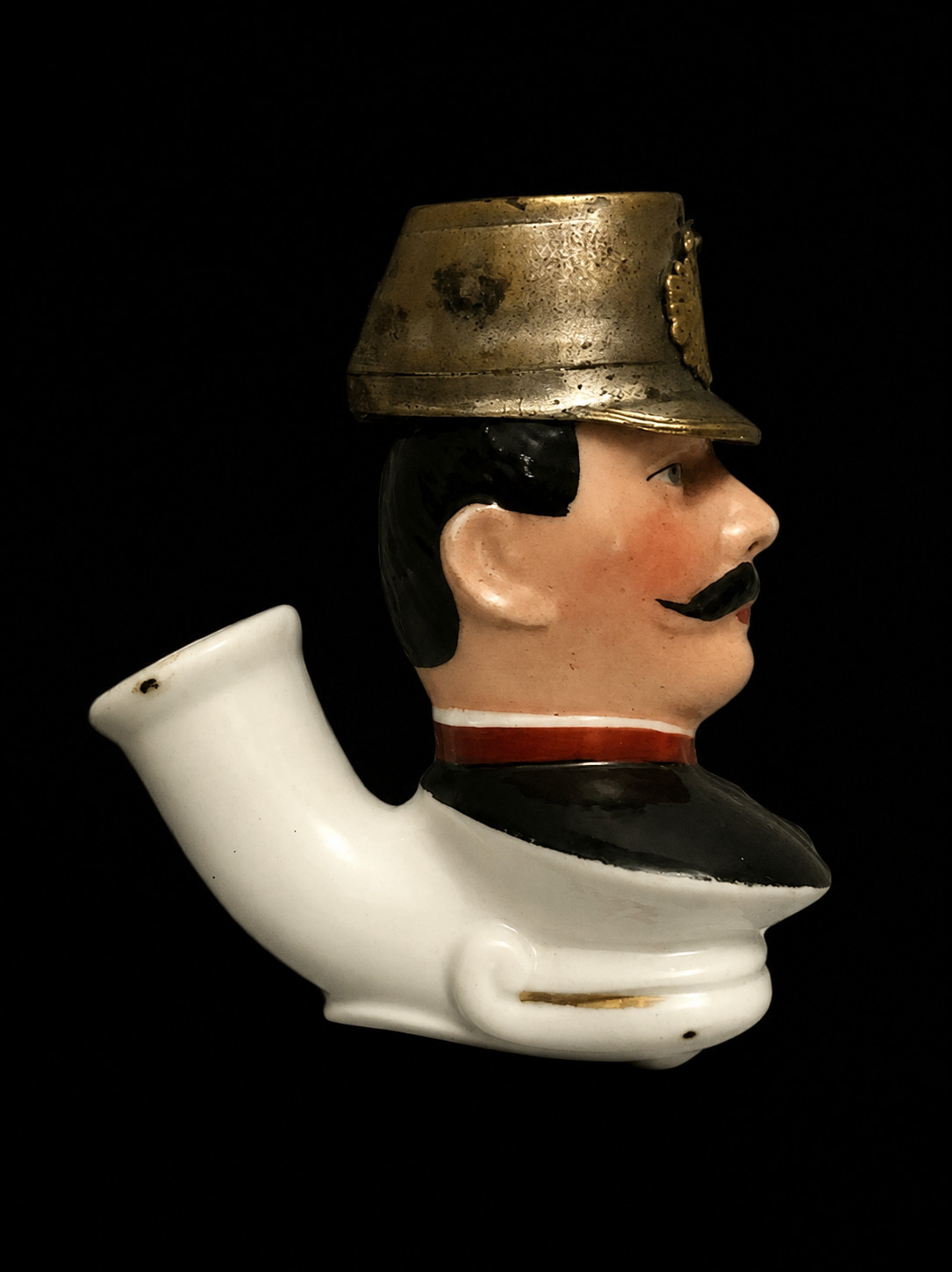 Antique Austro-Hungarian Porcelain Figural Soldier Pipe 1890–1910