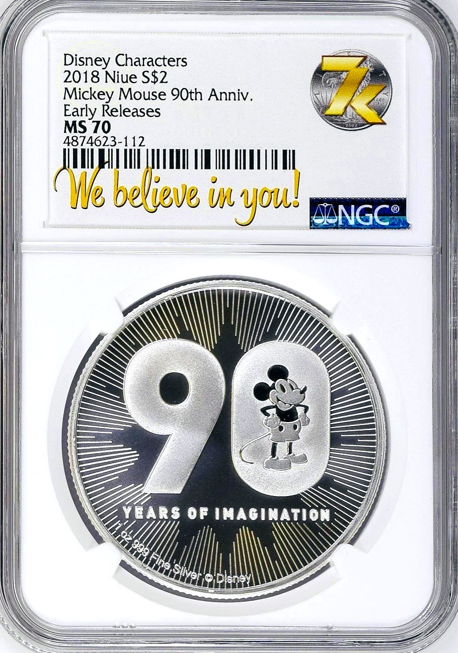 2018 Niue $2 DISNEY MICKEY MOUSE 90th Anniversary  NGC MS70 Early Releases 🎥