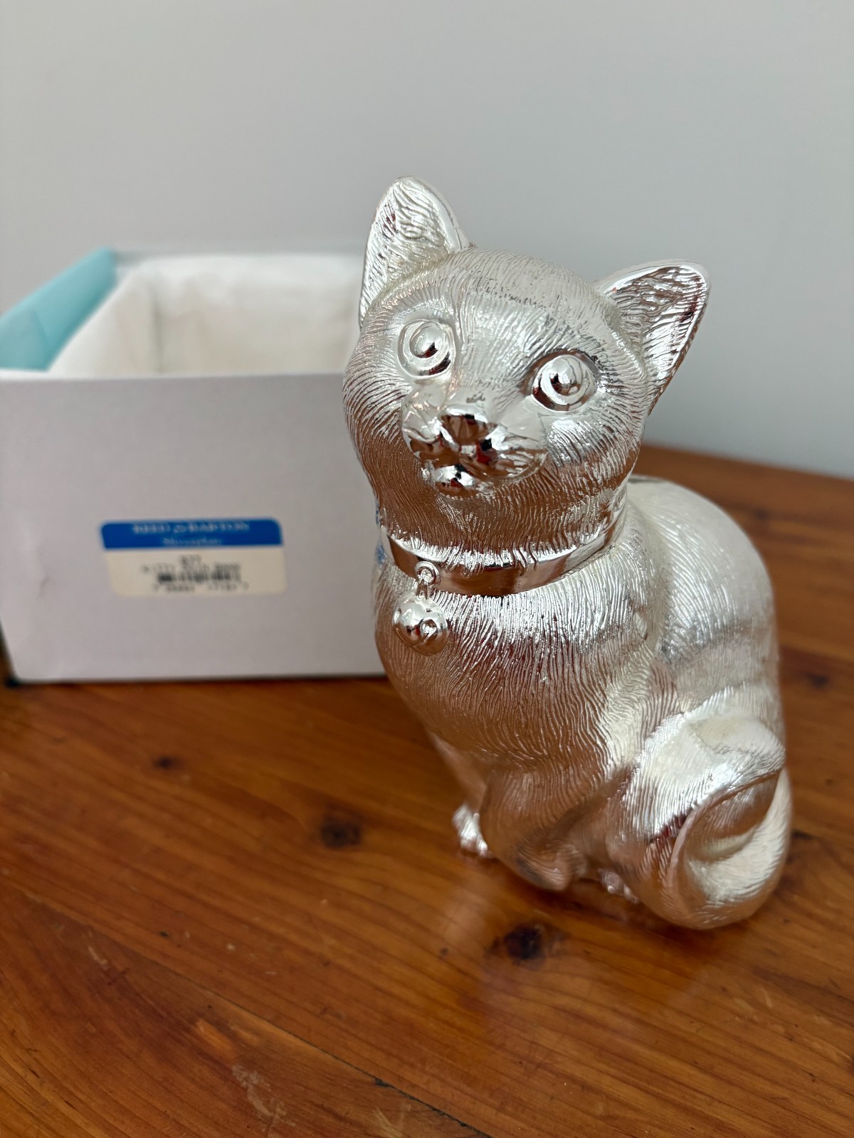 NIB Silver plated Reed And Barton Kitty Bank original packaging gift box NIB Silver plated Reed And Barton Kitty Bank original packaging gift box