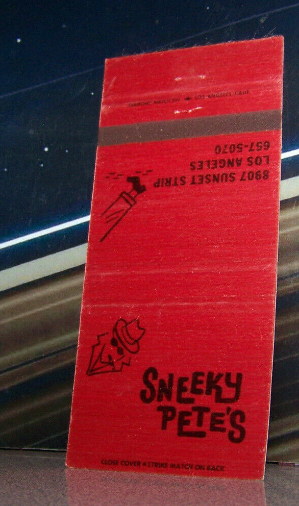 Vintage Matchbook Cover C7 Los Angeles Californian Sunset Strip Sneeky Pete