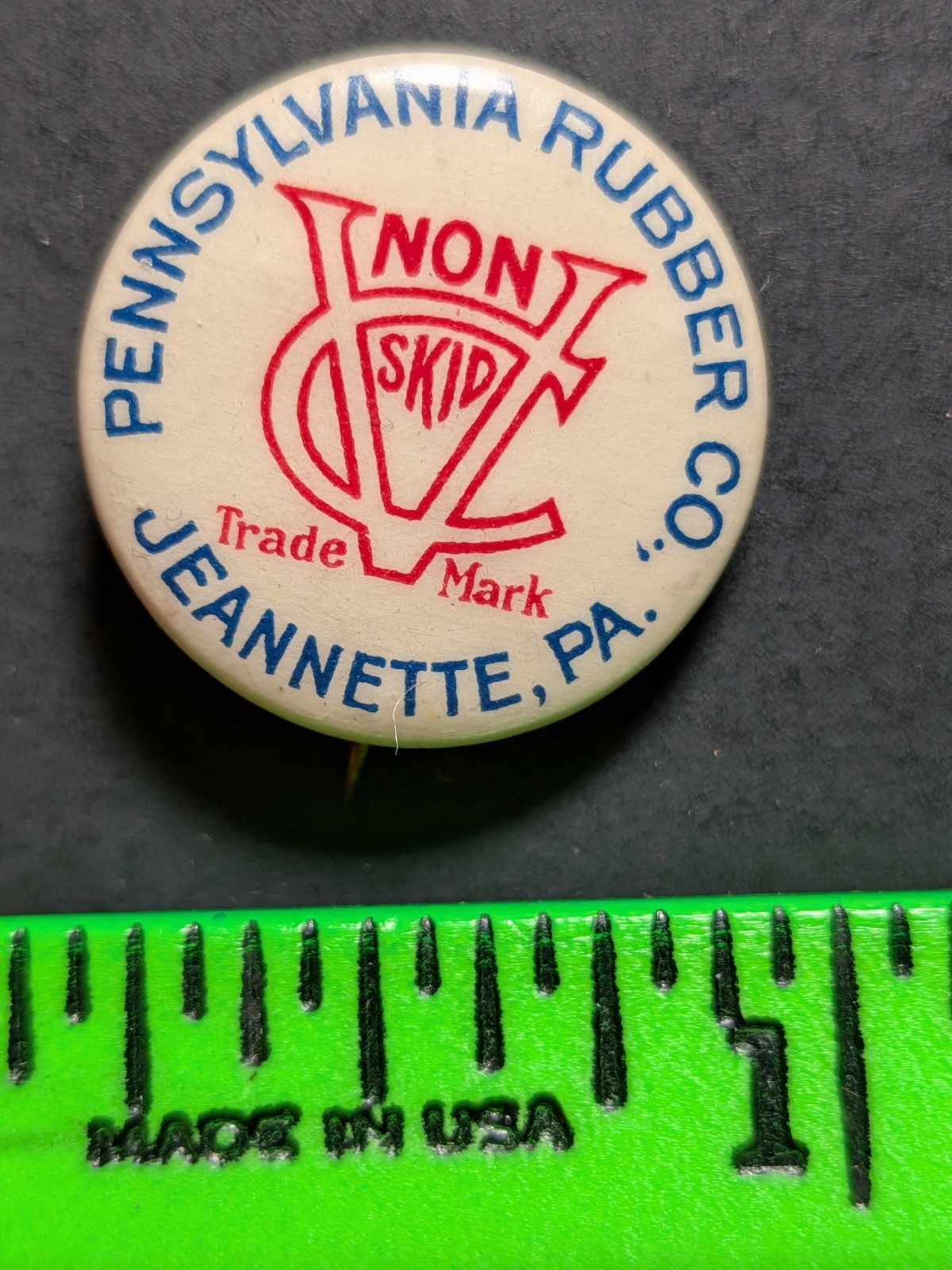 Vintage Rubber Company Jeanette Pennsylvania Pinback Pin Vintage Rubber Company Jeanette Pennsylvania Pinback Pin