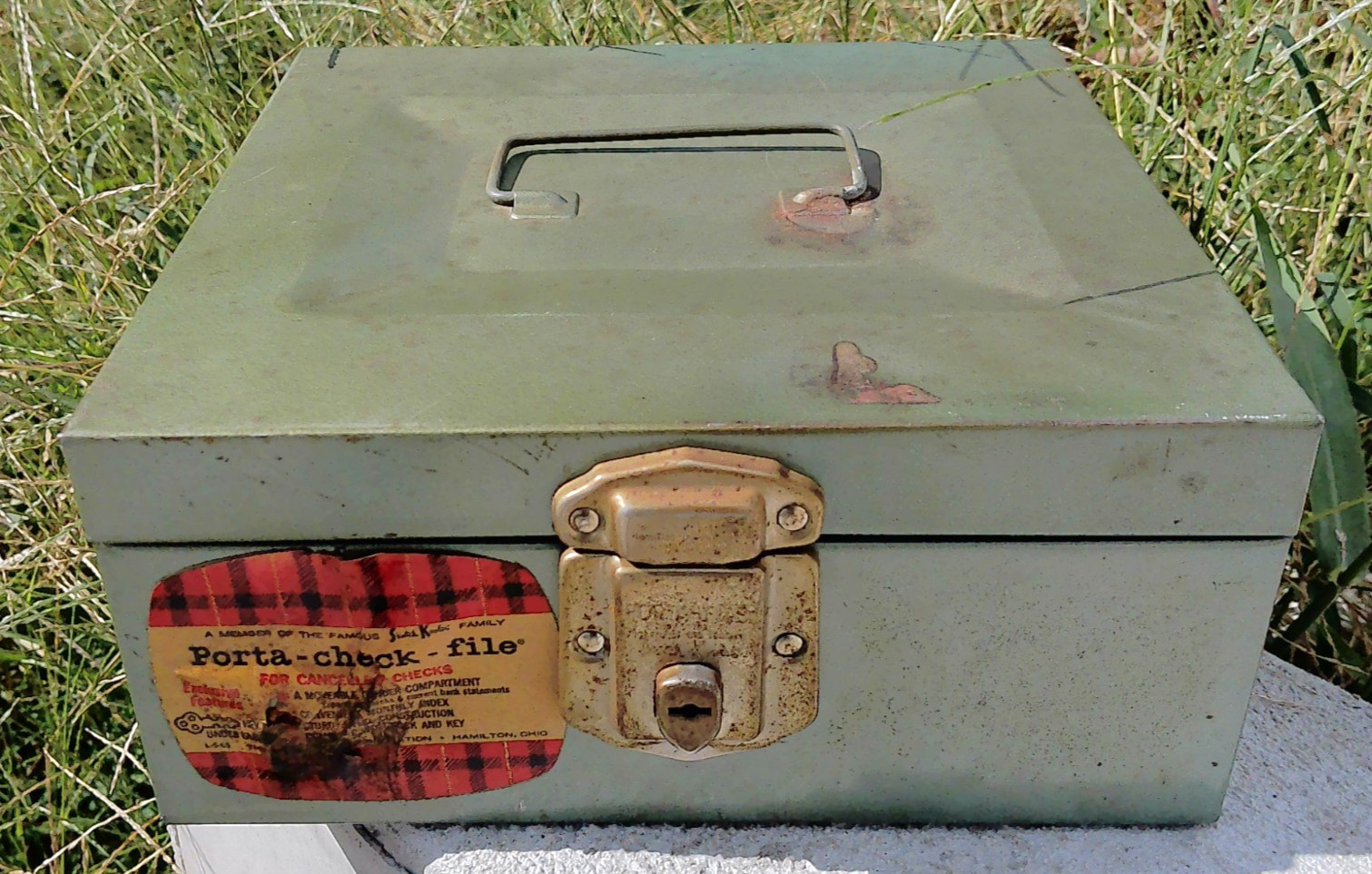 Vintage Hamilton Skotch Metal Porta-Check File Lock Box Green w Key 9x9x 4 Vintage Hamilton Skotch Metal Porta-Check File Lock Box Green w Key 9x9x 4