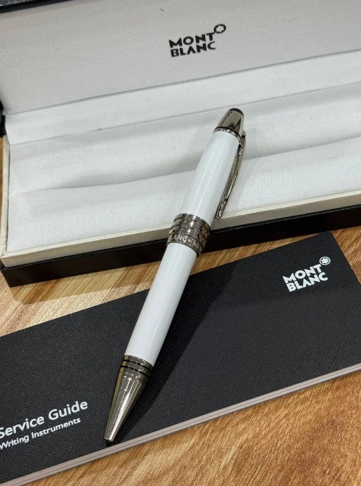 New Luxury Montblanc JFK Special Edition Rollerball Pen White Silver Writing Box New Luxury Montblanc JFK Special Edition Rollerball Pen White Silver Writing Box