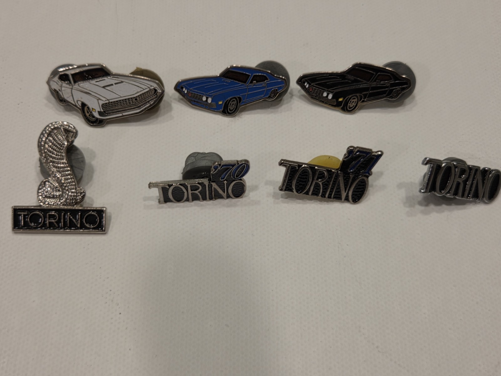 Vintage FORD TORINO GT/COBRA-7 Pin Lot- Hat Pin, lapel pin, tie Pin Enamel-rare Vintage FORD TORINO GT/COBRA-7 Pin Lot- Hat Pin, lapel pin, tie Pin Enamel-rare