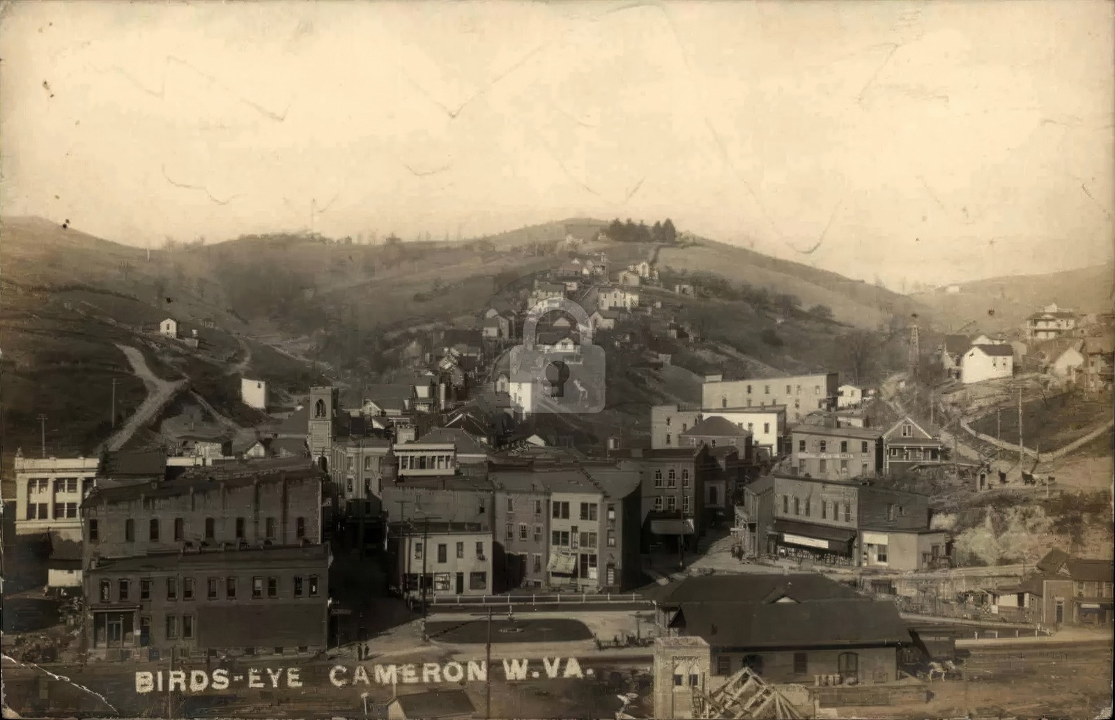 Cameron WV West Virginia Birdseye View c1908 RPPC Photo Postcard COPY