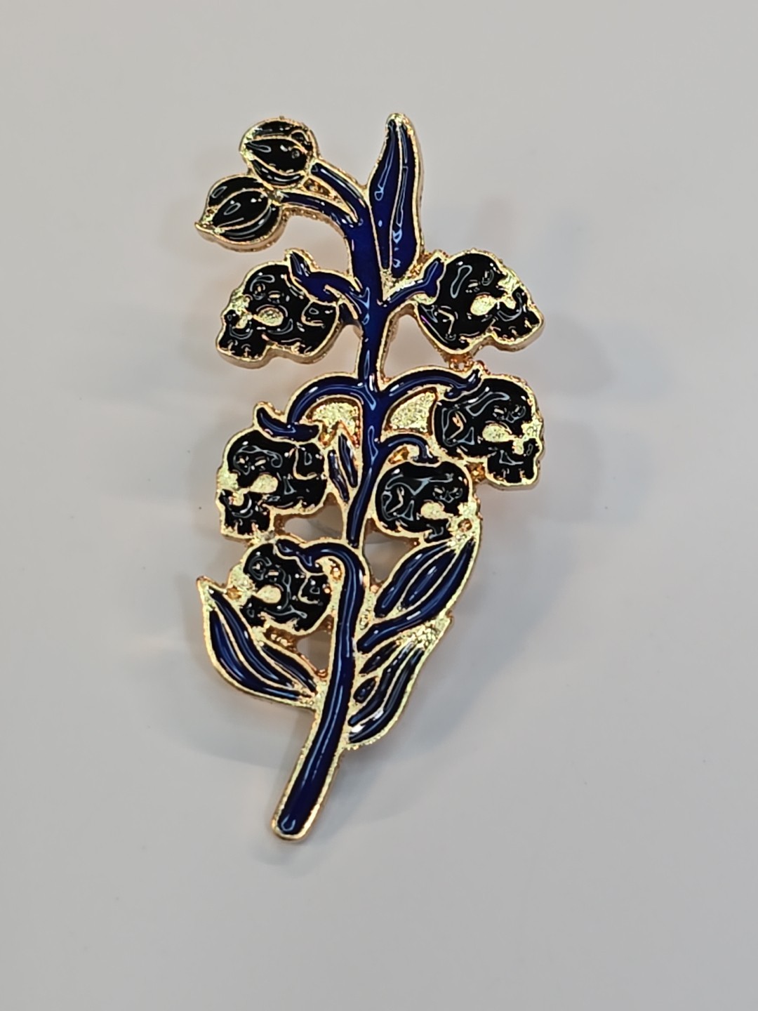 Skull Lily Of The Valley Black Flowers Lapel Pin