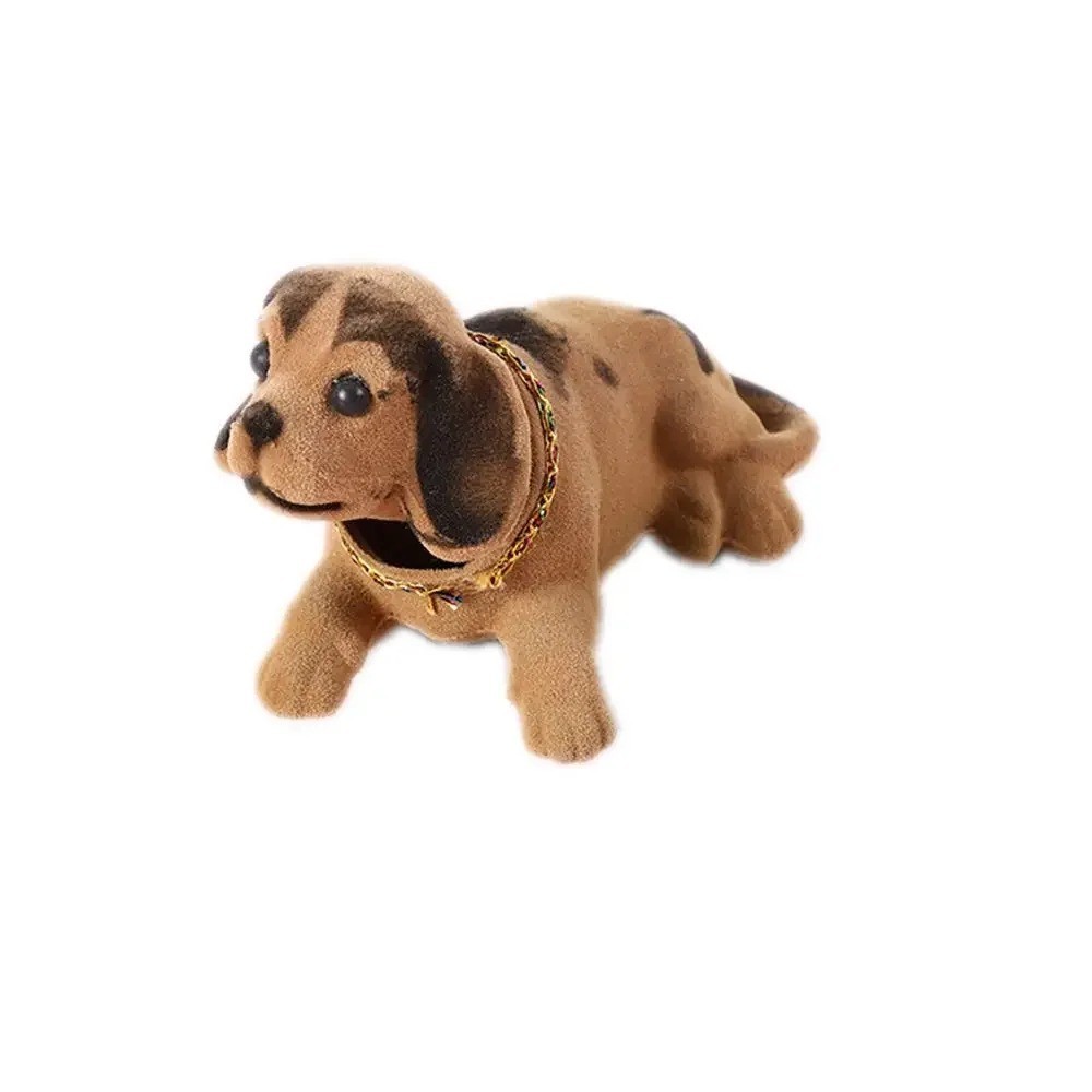 Modern Nodding Flocked Dog Dashboard Car Bobblehead Interior Decor Accessory