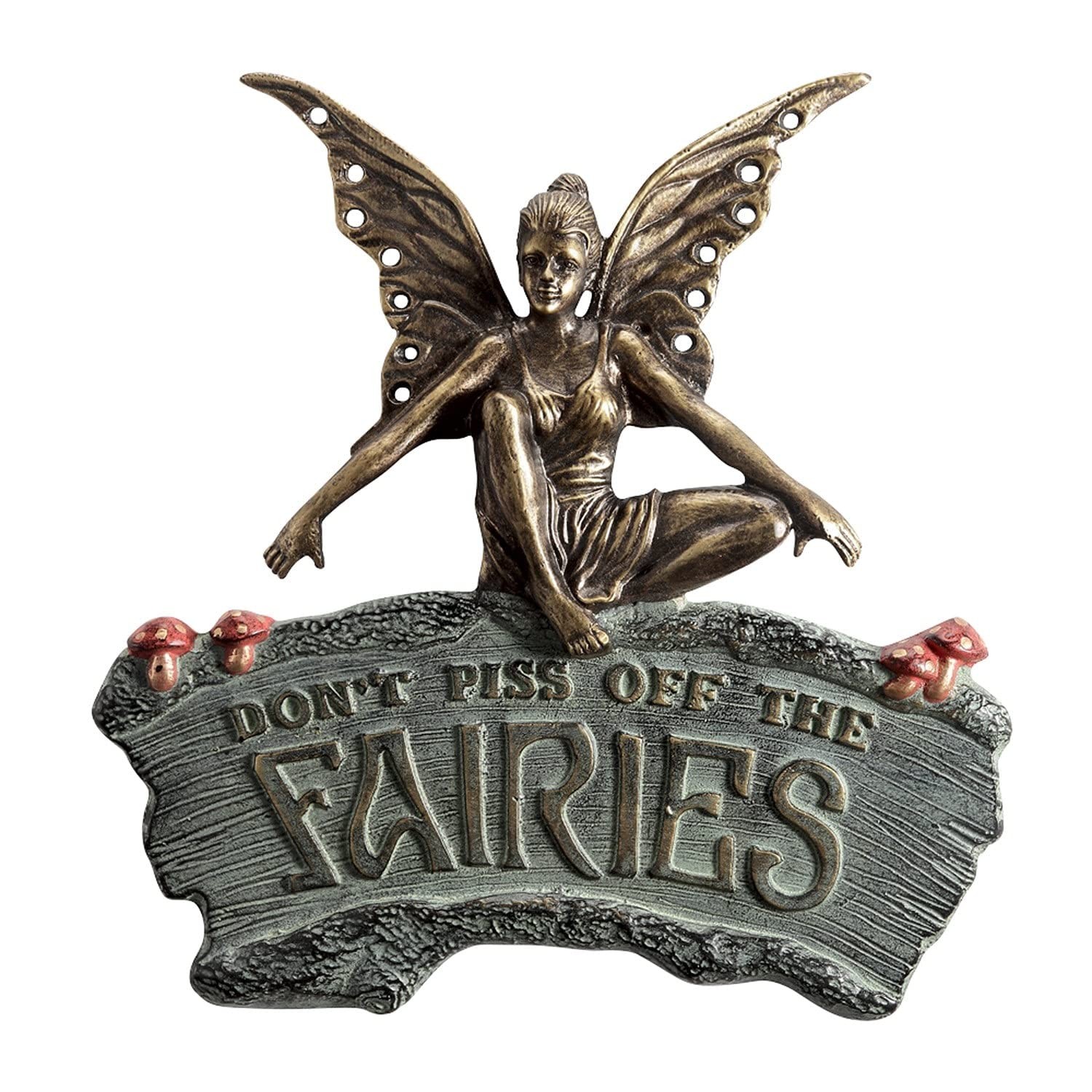 SPI Home Don't Piss Off The Fairies House Marker, Cast Aluminum Outdoor SPI Home Don't Piss Off The Fairies House Marker, Cast Aluminum Outdoor