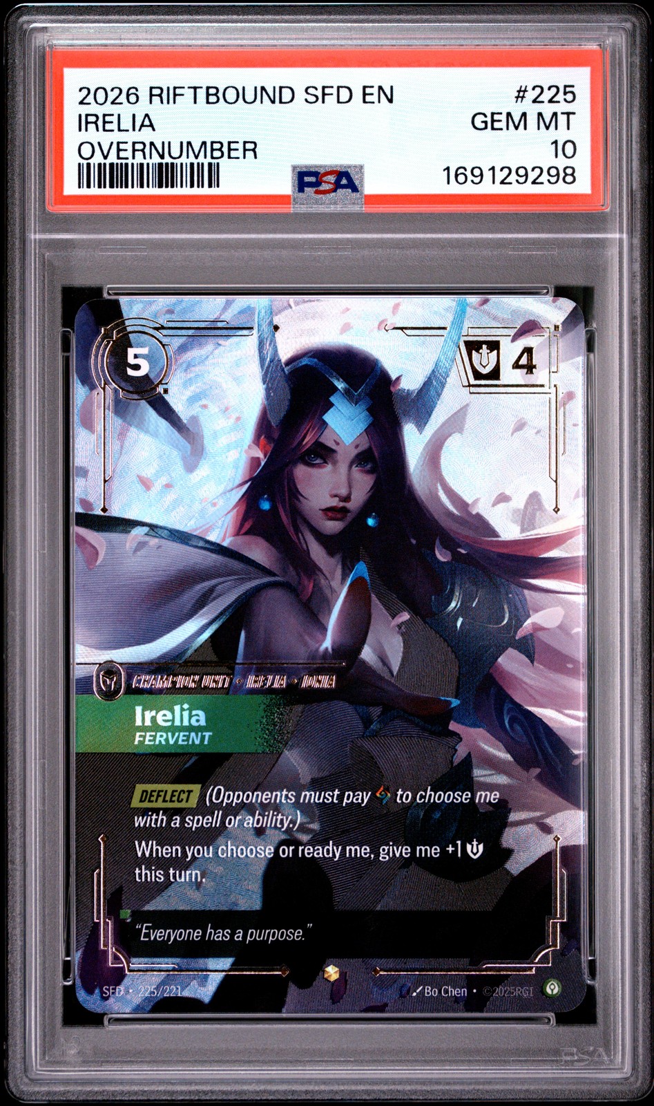 2026 RIFTBOUND: LEAGUE OF LEGENDS SFD-SPIRITFORGED #225 IRELIA - FERVENT PSA 10