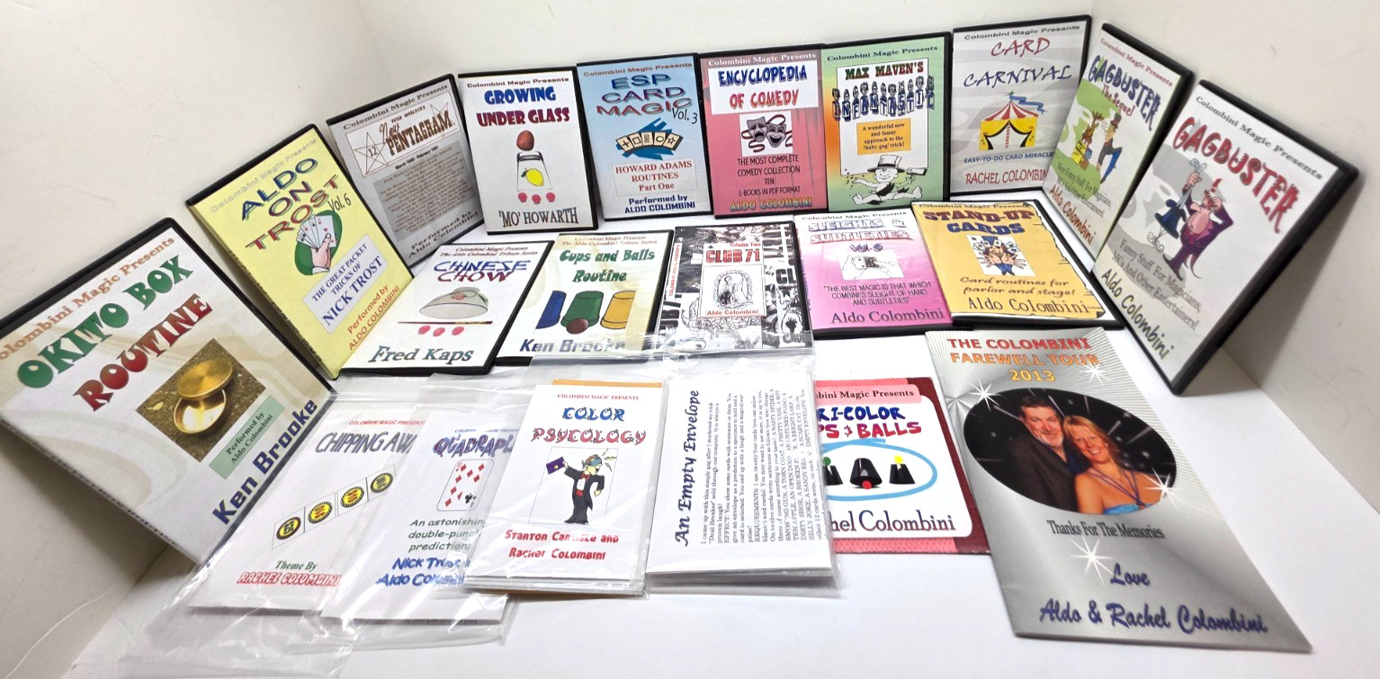 Aldo & Rachel Colombini Large Bundle Lot Of Magic Tricks DVD's Autograph