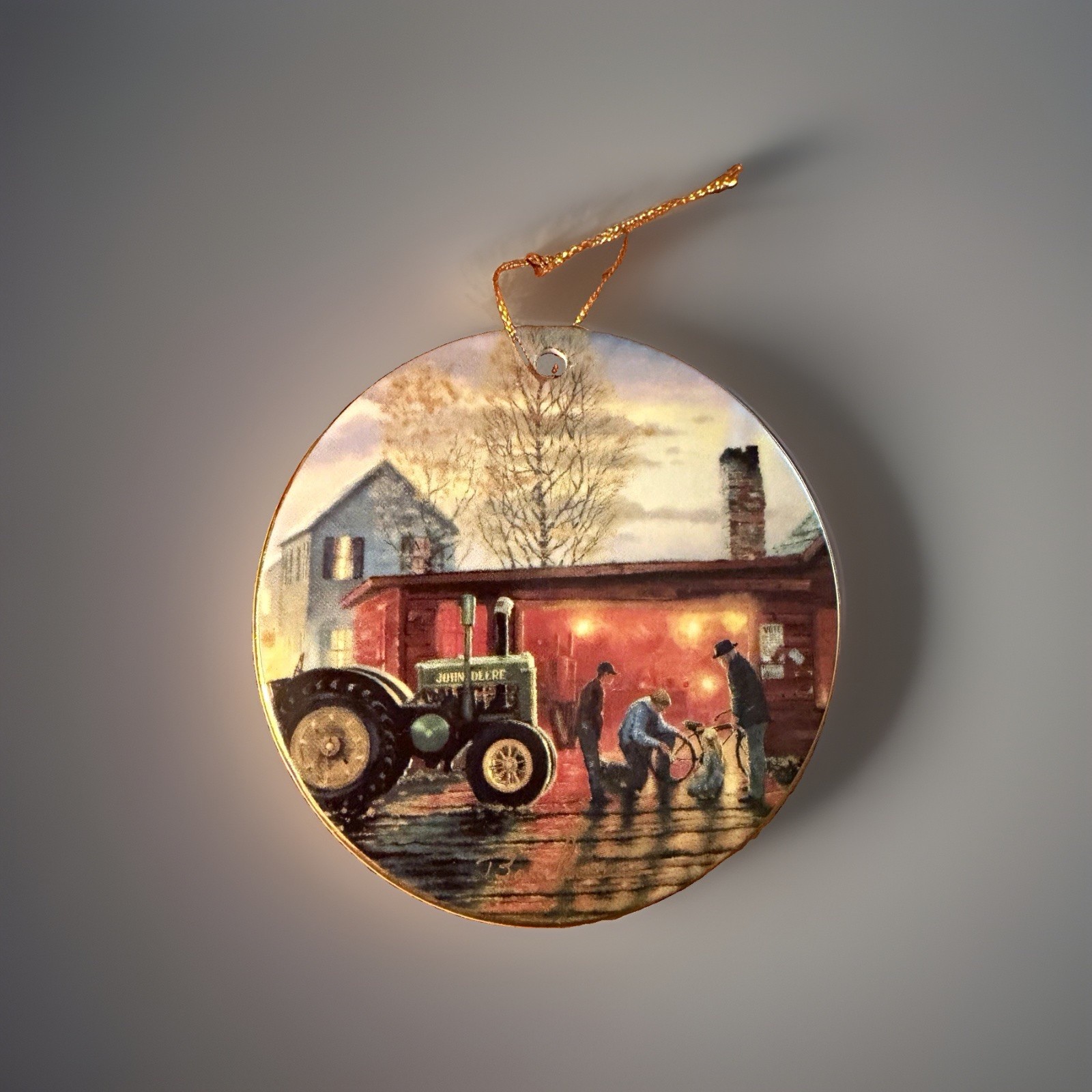 John Deere Ceramic Advertising Ornament Original 1995 Agriculture Theme