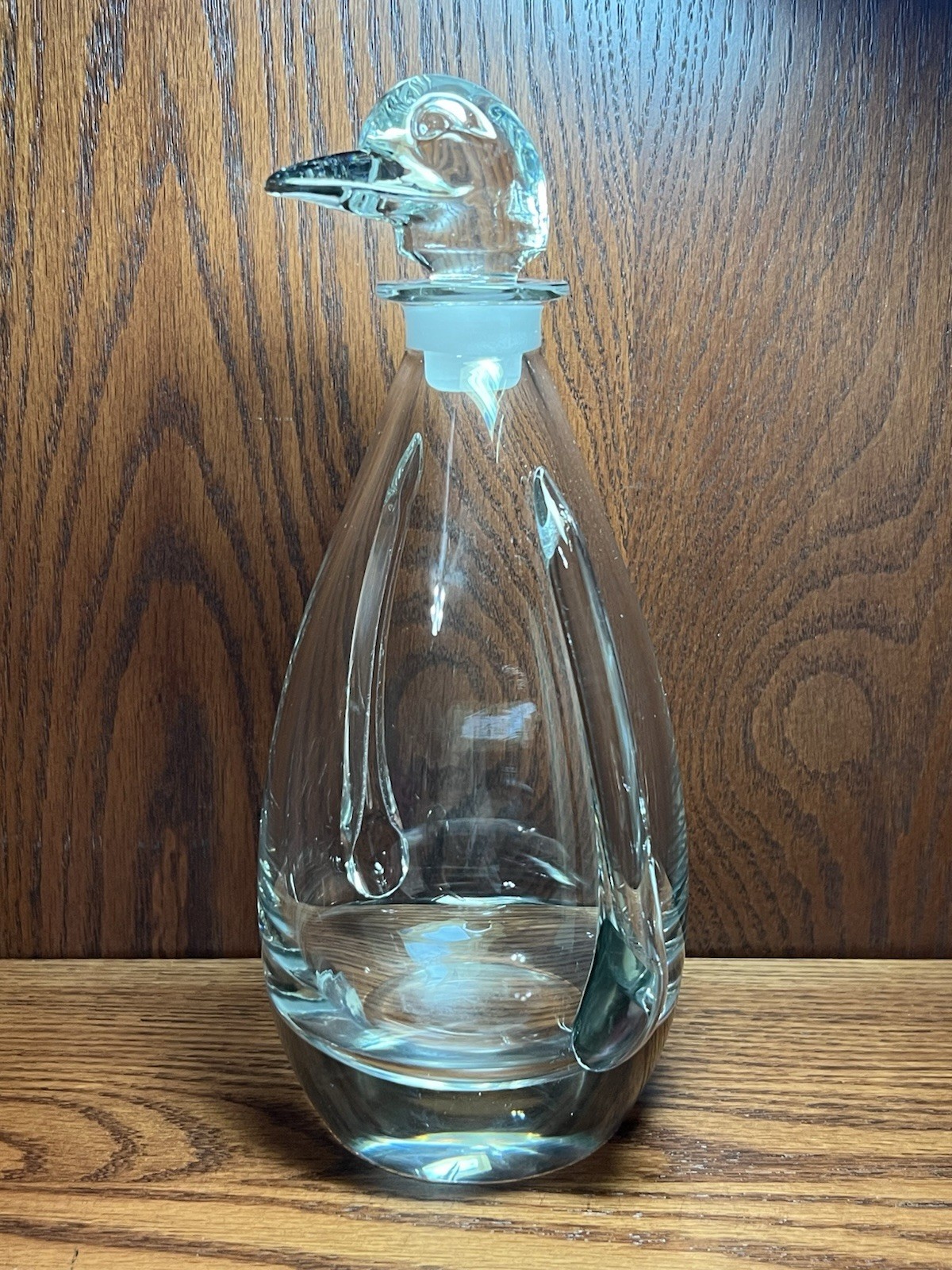 Vintage Heisey Glass Penguin Decanter Stopper 10 Inch MCM Clear Animal