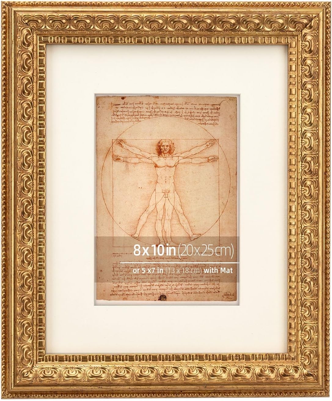 8x10 in Distressed Gold Ornate Classic Picture Frame, Matted for 5x7 Photos, ... 8x10 in Distressed Gold Ornate Classic Picture Frame, Matted for 5x7 Photos, ...