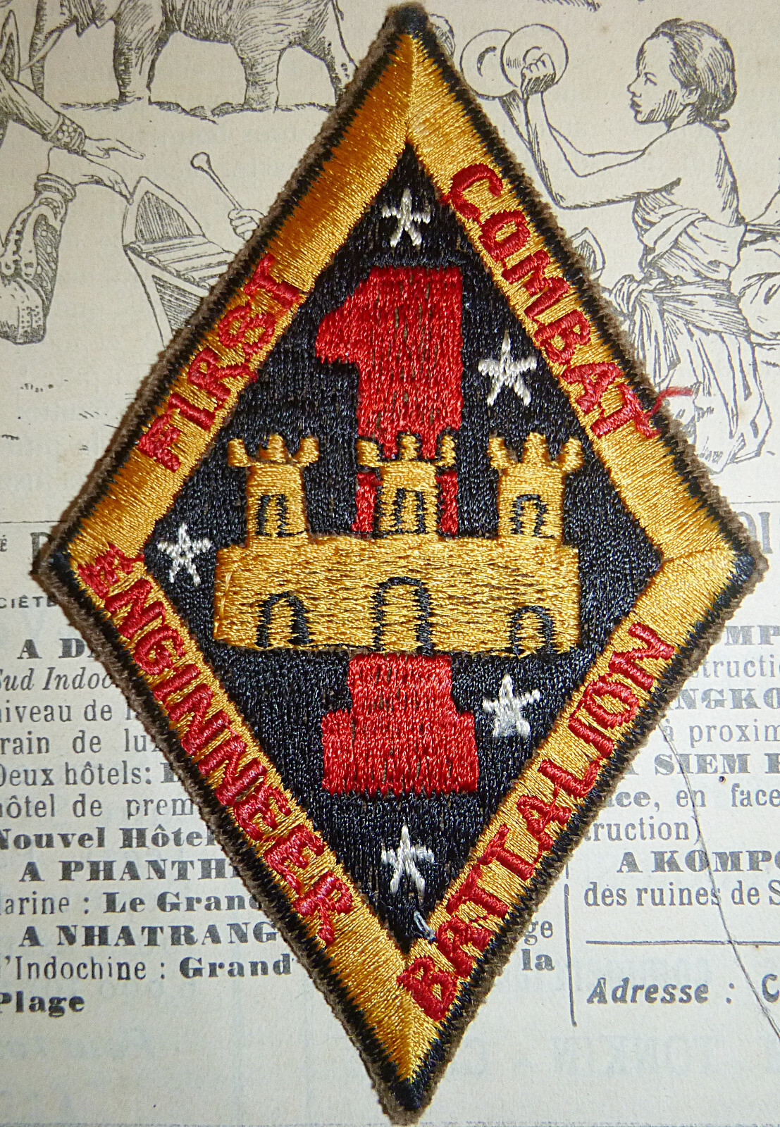 Patch - 1st COMBAT ENGINEER Bn - Southern Cross  - USMC - Vietnam War - #.515