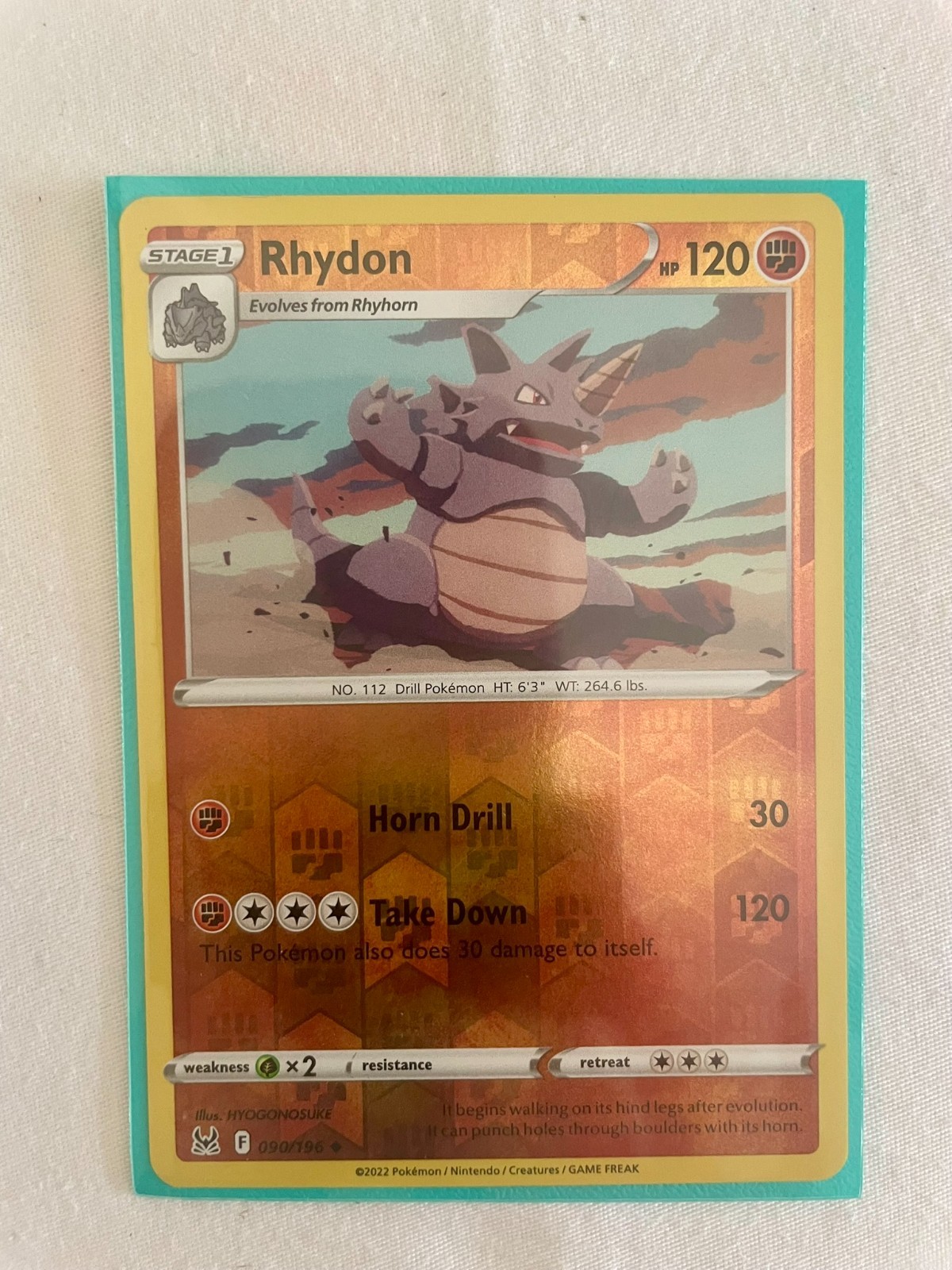 Pokemon TCG Lost  Origin Rhydon 090/196 Reverse Holo Uncommon