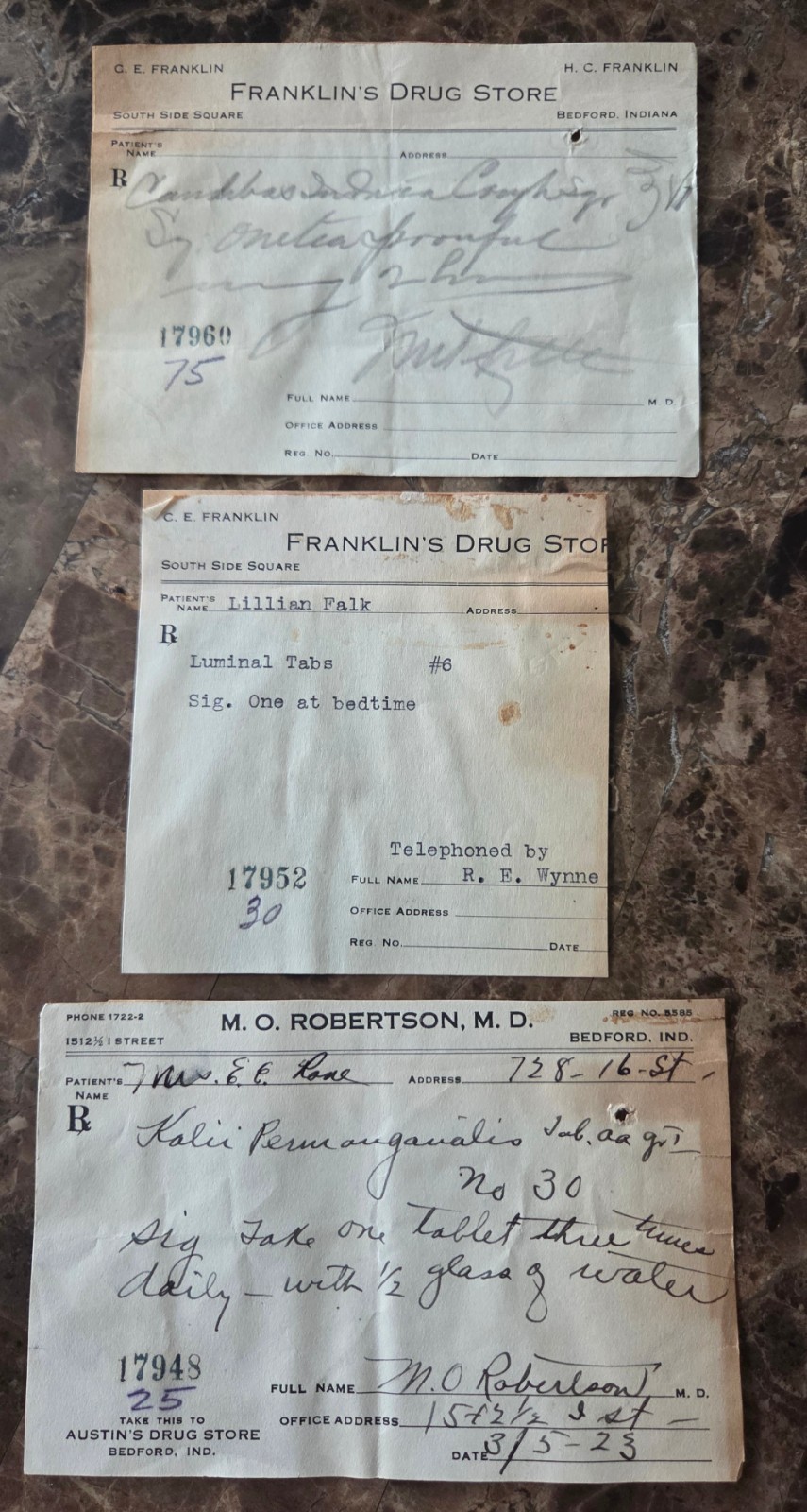 Antique 1923 Prescriptions - Cannabis Indica, Luminal (Phenobarbital)