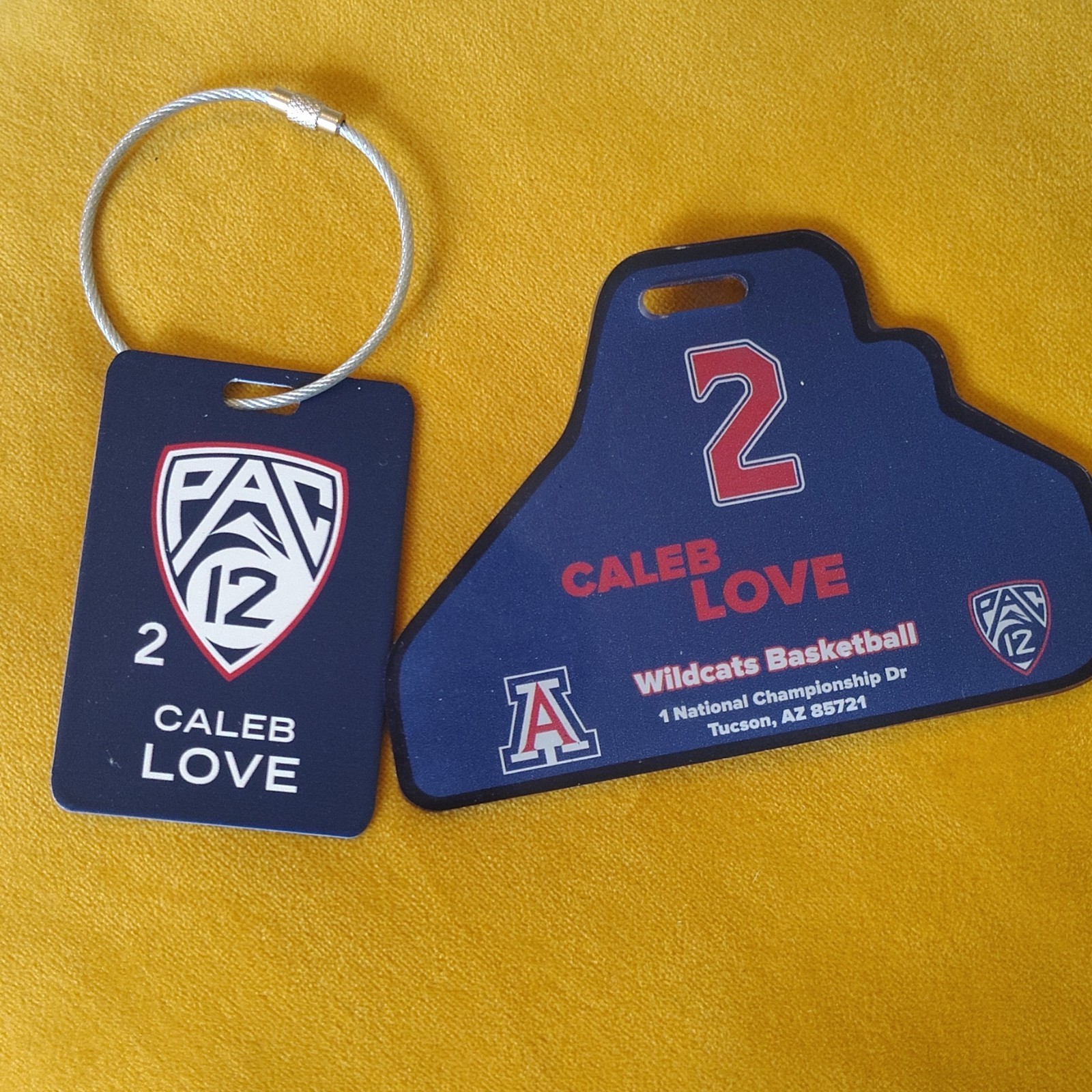 PAC-12 Caleb Love #2 Arizona Wildcats Basketball 2pc Plastic Keychain Set PAC-12 Caleb Love #2 Arizona Wildcats Basketball 2pc Plastic Keychain Set