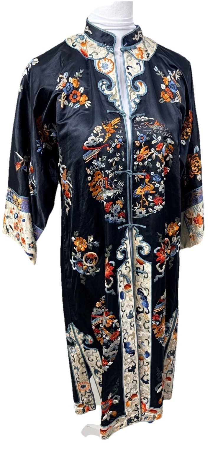 Kimono VINTAGE Mandarin Women Dress MEDIUM Silk  RARE Geisha Oriental Jinhua