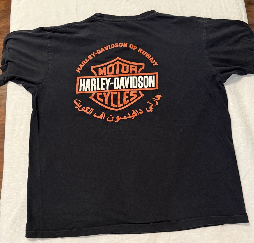 Vintage Harley-Davidson Motor Cycles Black T-Shirt Kuwait Size XXL Vintage Harley-Davidson Motor Cycles Black T-Shirt Kuwait Size XXL
