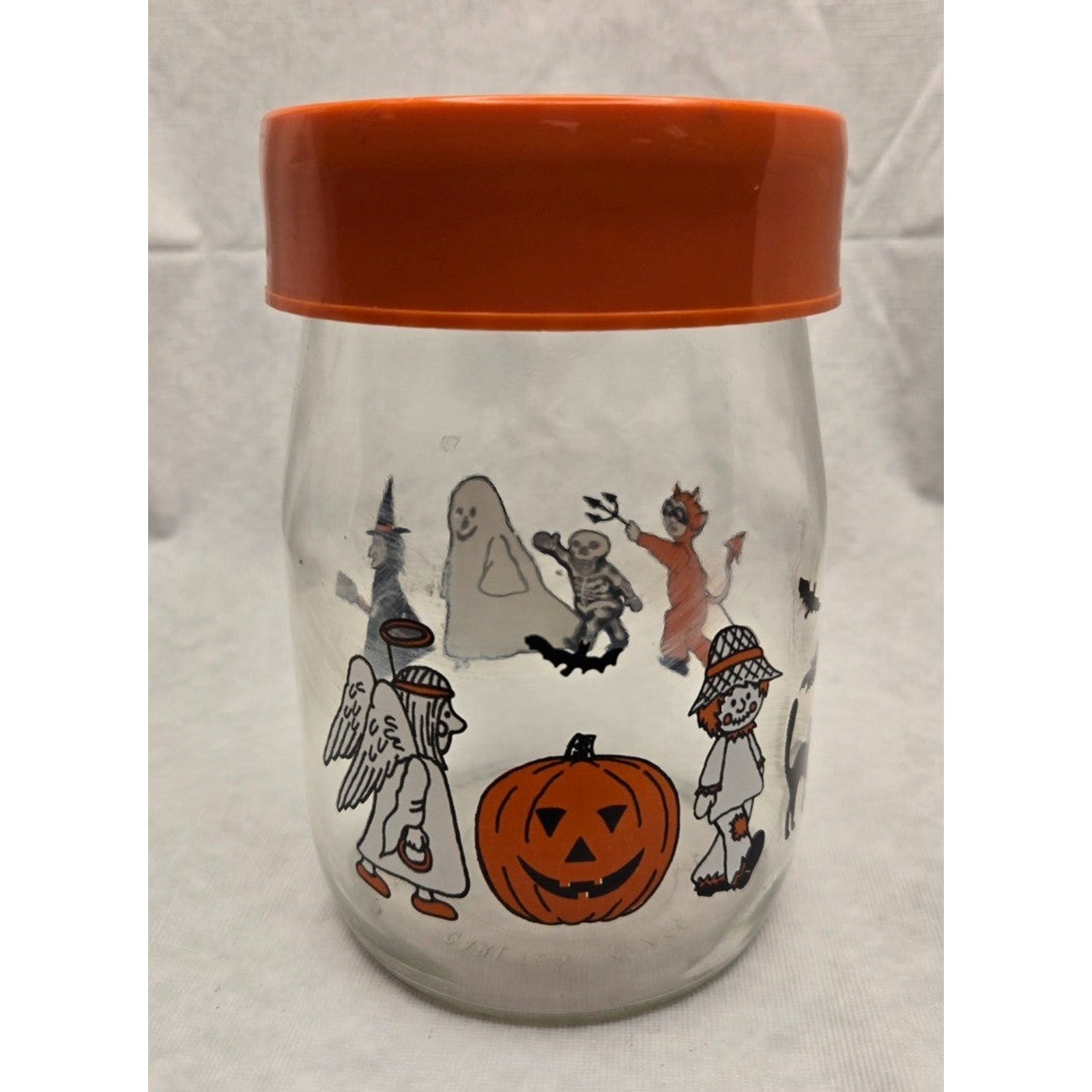 Vintage Carlton Halloween Candy Jar – Witch Ghost Skeleton Devil Angel Pumpkin