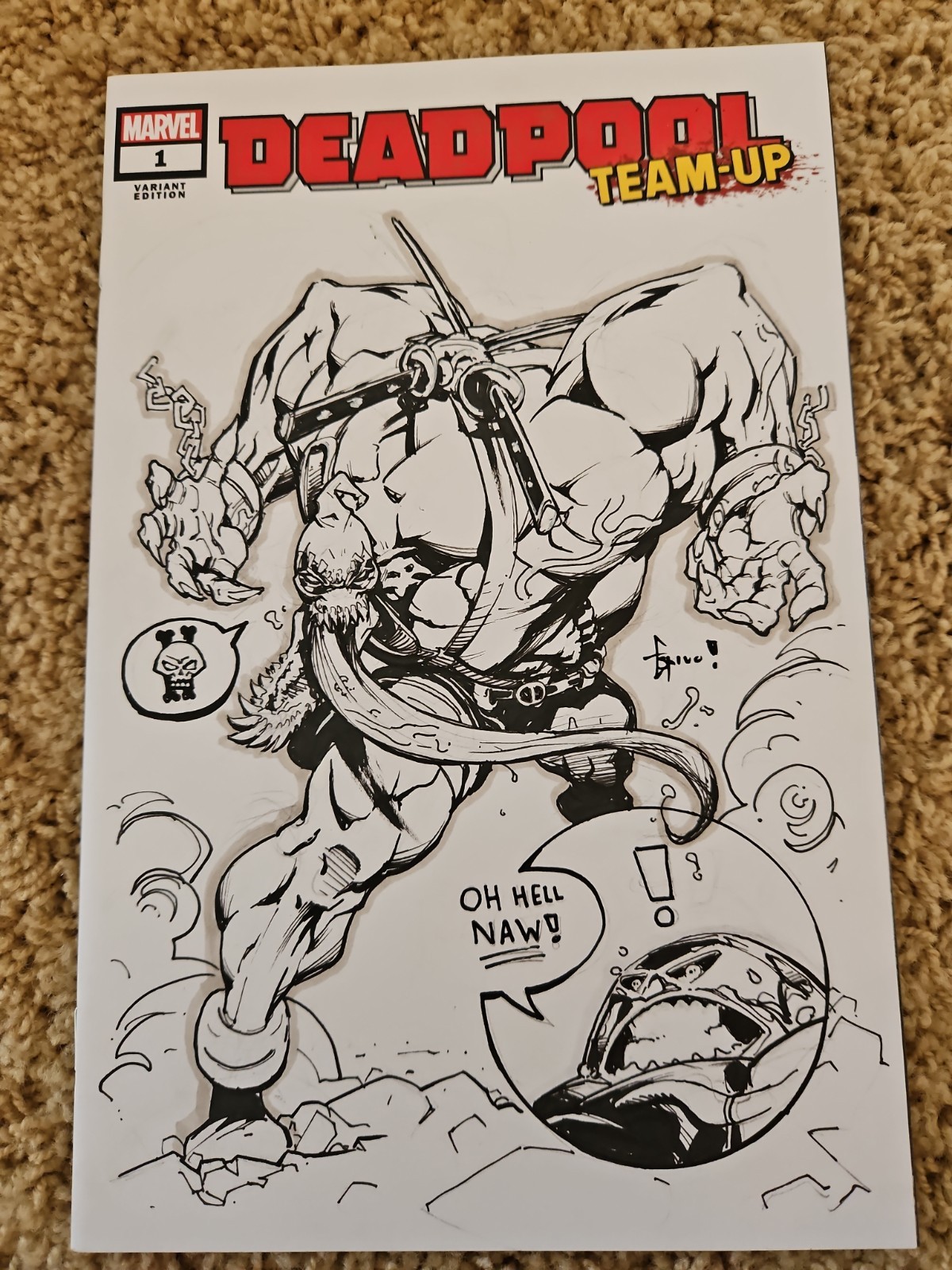 Deadpool Team-Up #1 Blank Variant Eskivo Venompool Original Art Sketch Beautiful