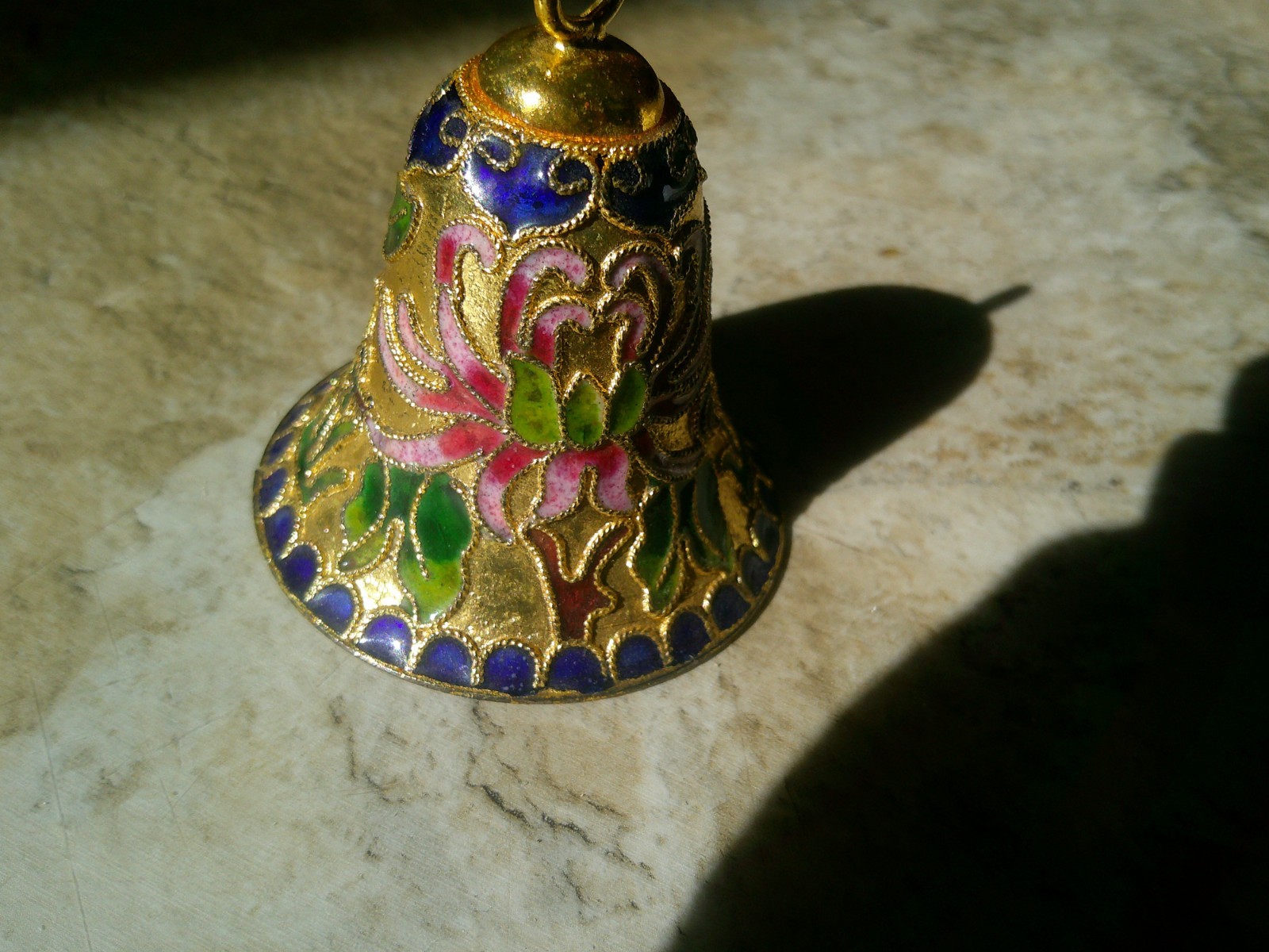 Georgous Vintage Gold Cloisonné Bell With Beautiful Floral Detail Georgous Vintage Gold Cloisonné Bell With Beautiful Floral Detail