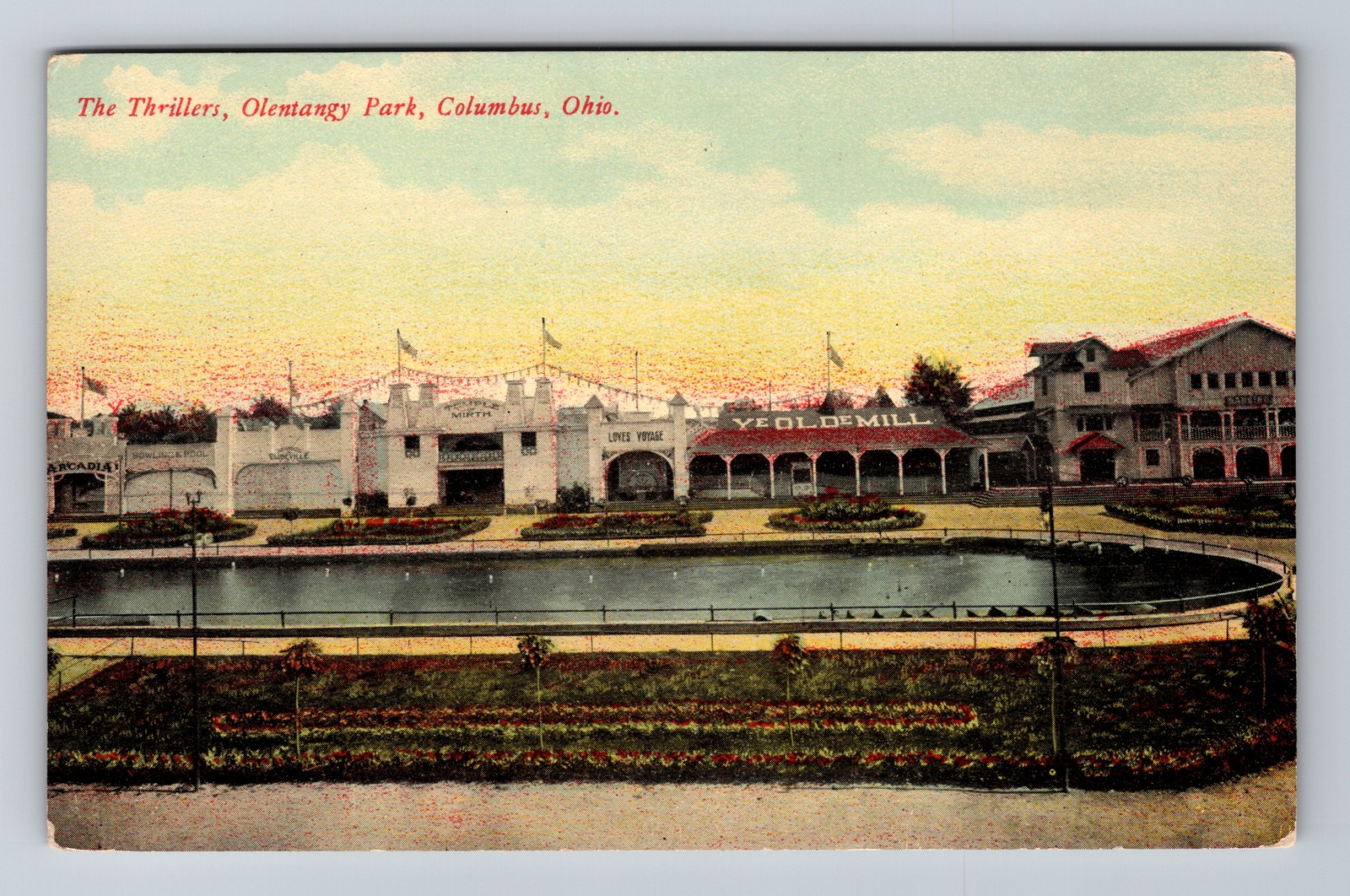 Columbus, OH-Ohio, Olentangy Park Thrillers Ye Olde Mill Vintage Postcard Columbus, OH-Ohio, Olentangy Park Thrillers Ye Olde Mill Vintage Postcard