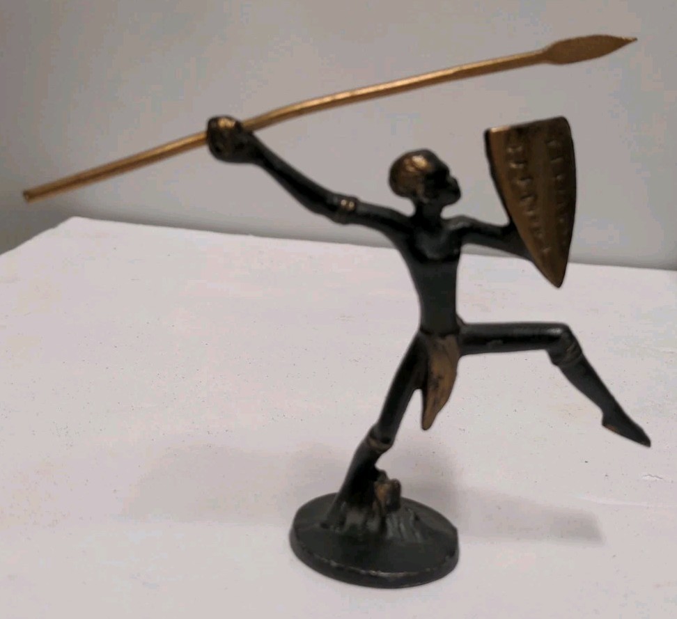 Vintage Bronze Austria 1950\'S African Warrior Vintage Bronze Austria 1950\'S African Warrior