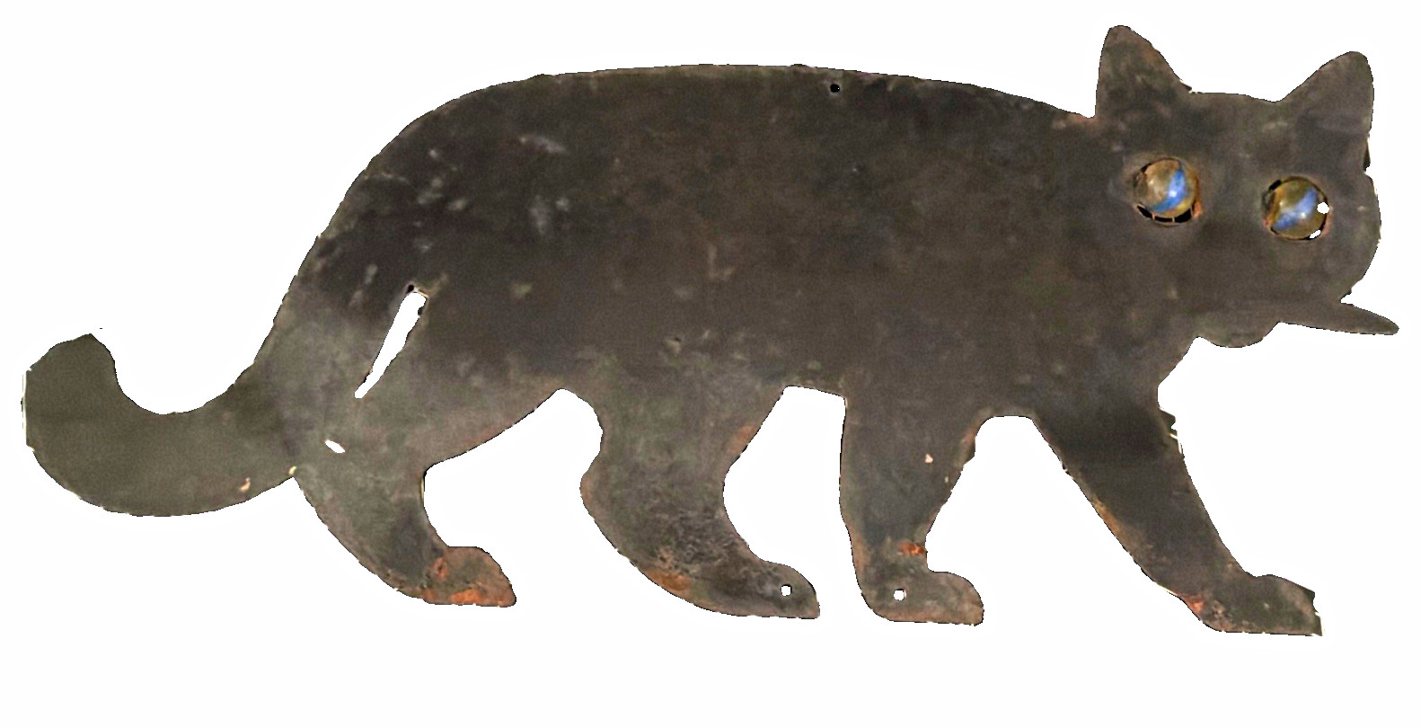 Antique Edwardian Black Cat Bird Metal Glass Marble Eyes Garden Folk Art Vtg Antique Edwardian Black Cat Bird Metal Glass Marble Eyes Garden Folk Art Vtg