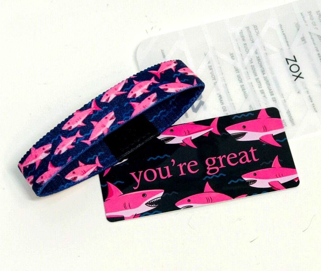 ZOX **YOU'RE GREAT** Silver Medium Single Wristband w/Card PINK SHARKS