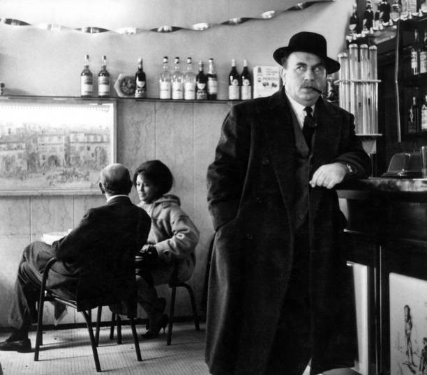 The Italian actor Gino Cervi playing tv serial Il commissario Maig- Old Photo