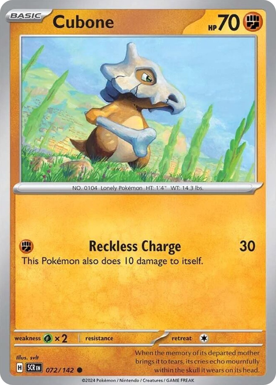 CUBONE C 72/142 STELLAR CROWN POKEMON LP