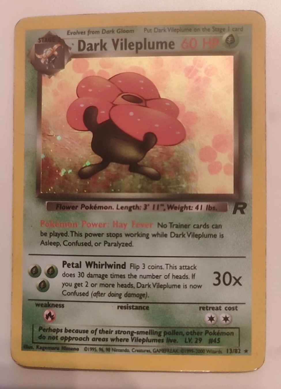 Dark Vileplume 13/82 Team Rocket Unlimited Edition Holo HP English