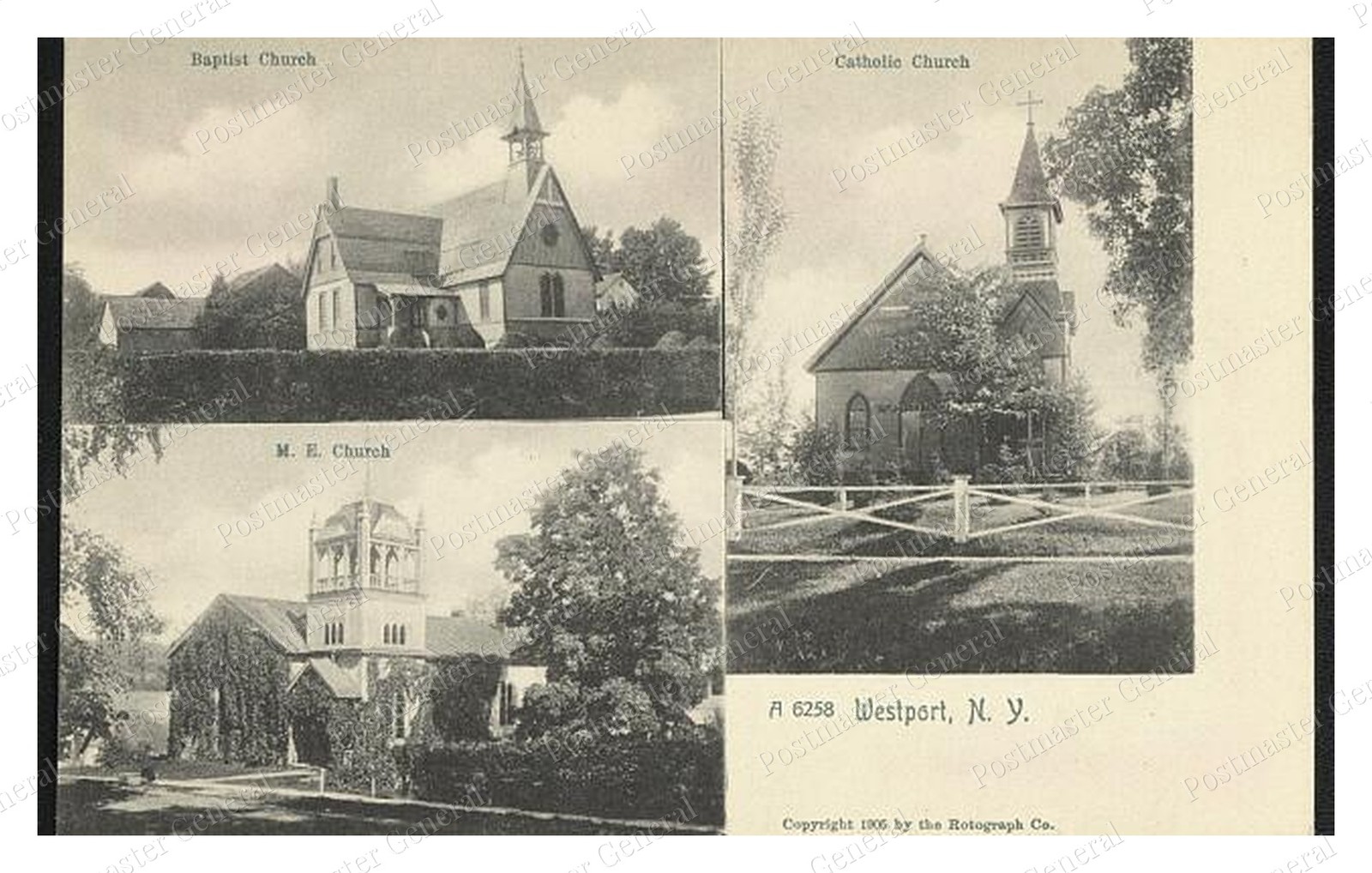 Westport New York Churches Standard Postcard COPY RPPC Westport New York Churches Standard Postcard COPY RPPC