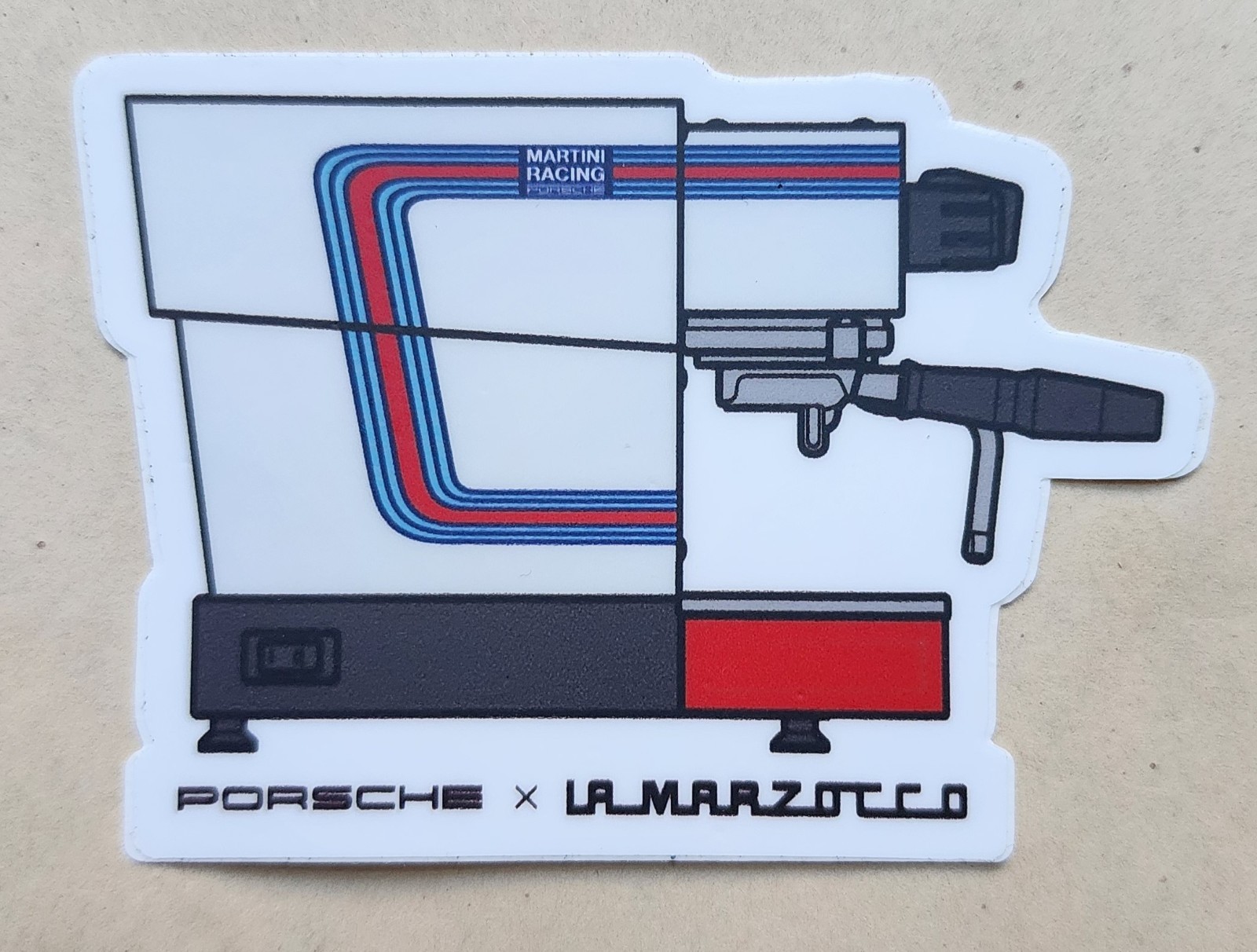 Porsche x La Marzocco Martini Racing Espresso Coffee Machine Sticker Decal