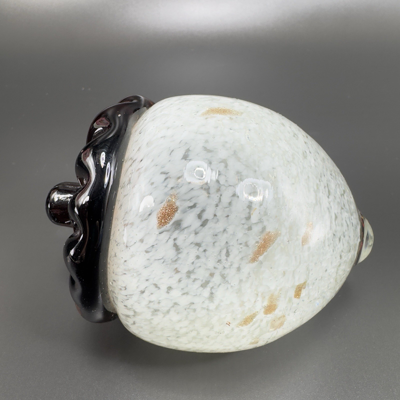 Italian Art Glass Acorn Figure Paperweight Brown White With Flecks Italian Glass