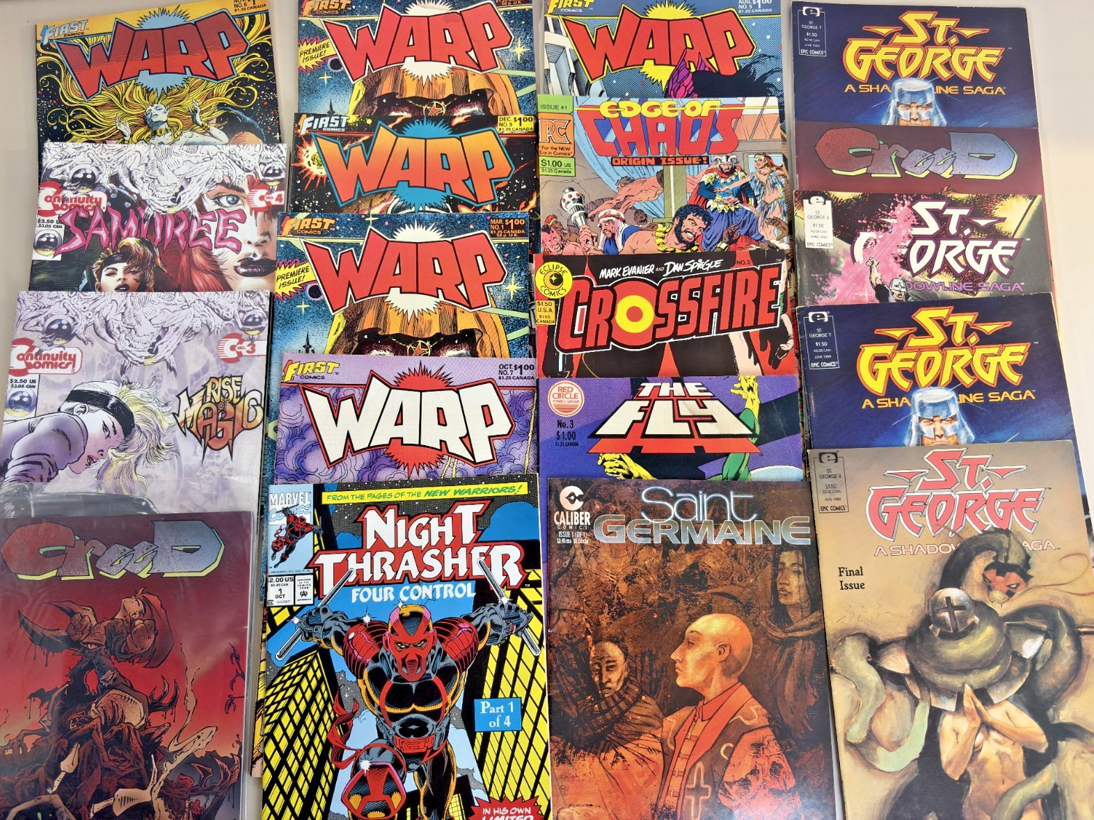 Vintage 1980s Indie Comic Lot 17 Books Warp Samuree St George Crossfire SciFi